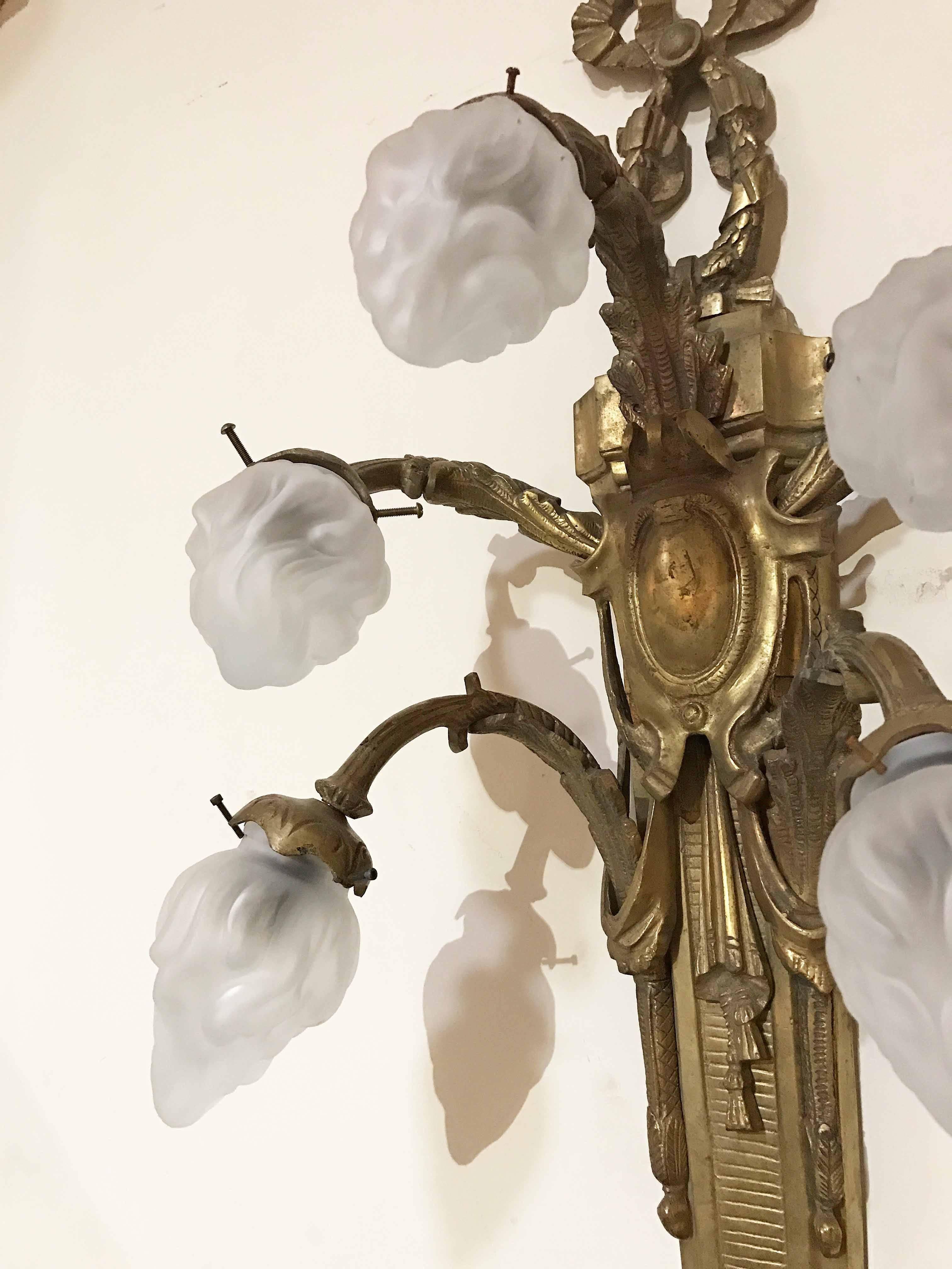 Pair of Early 20th Century Louis XVI Style Sconces In Good Condition For Sale In Dallas, TX