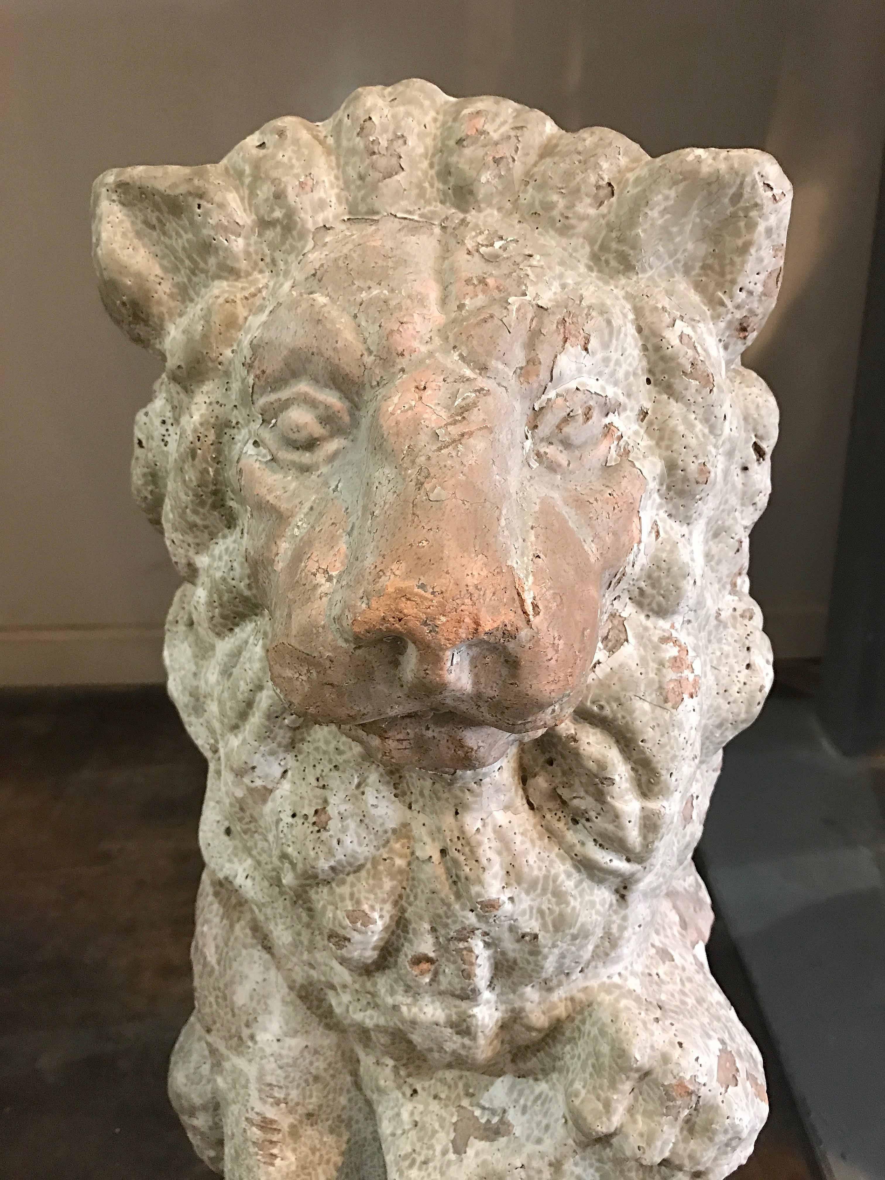 Pair of French Terracotta Lions 1