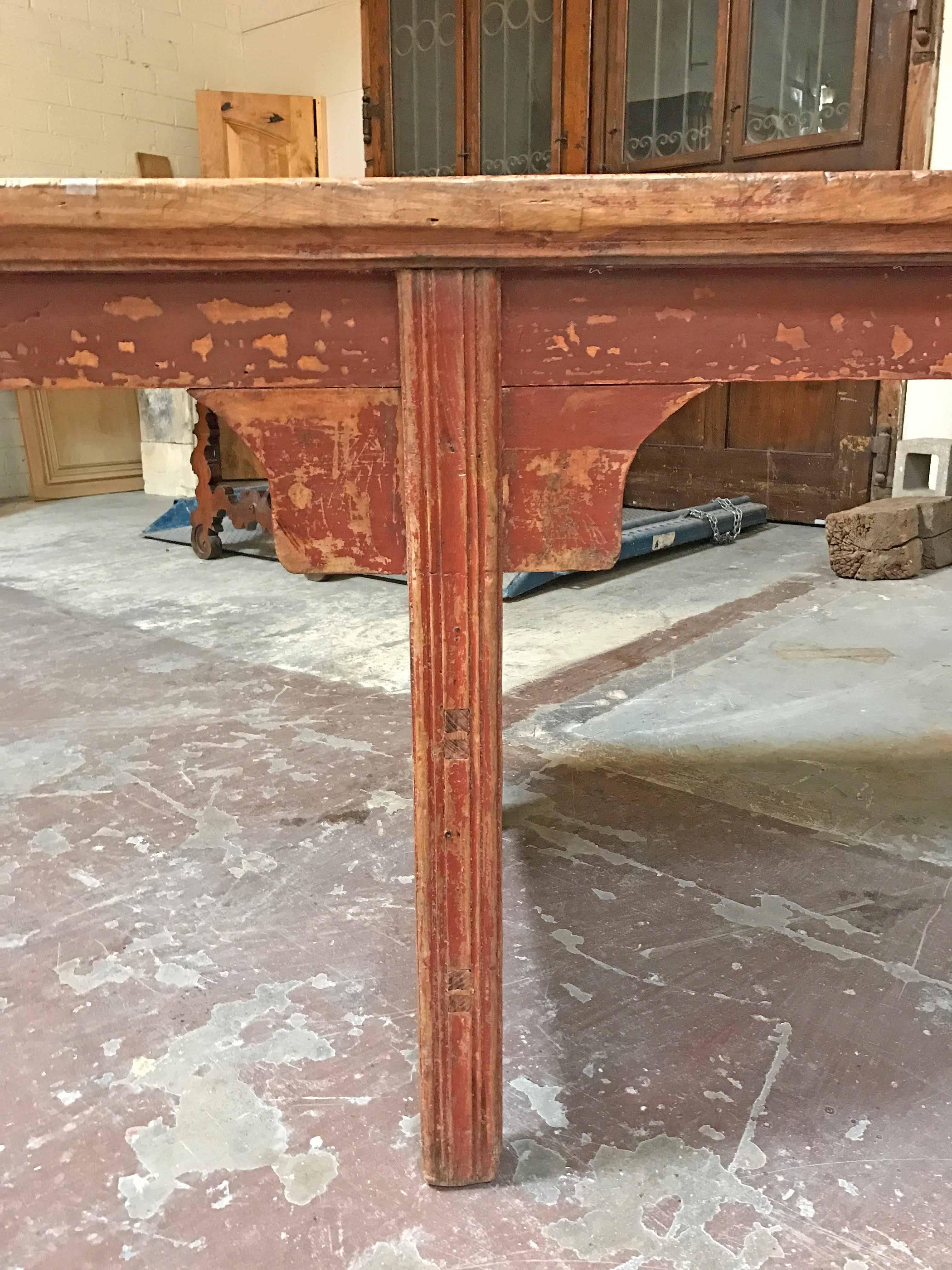 Chinese Altar Table with Remnant Original Red Paint, circa 1820