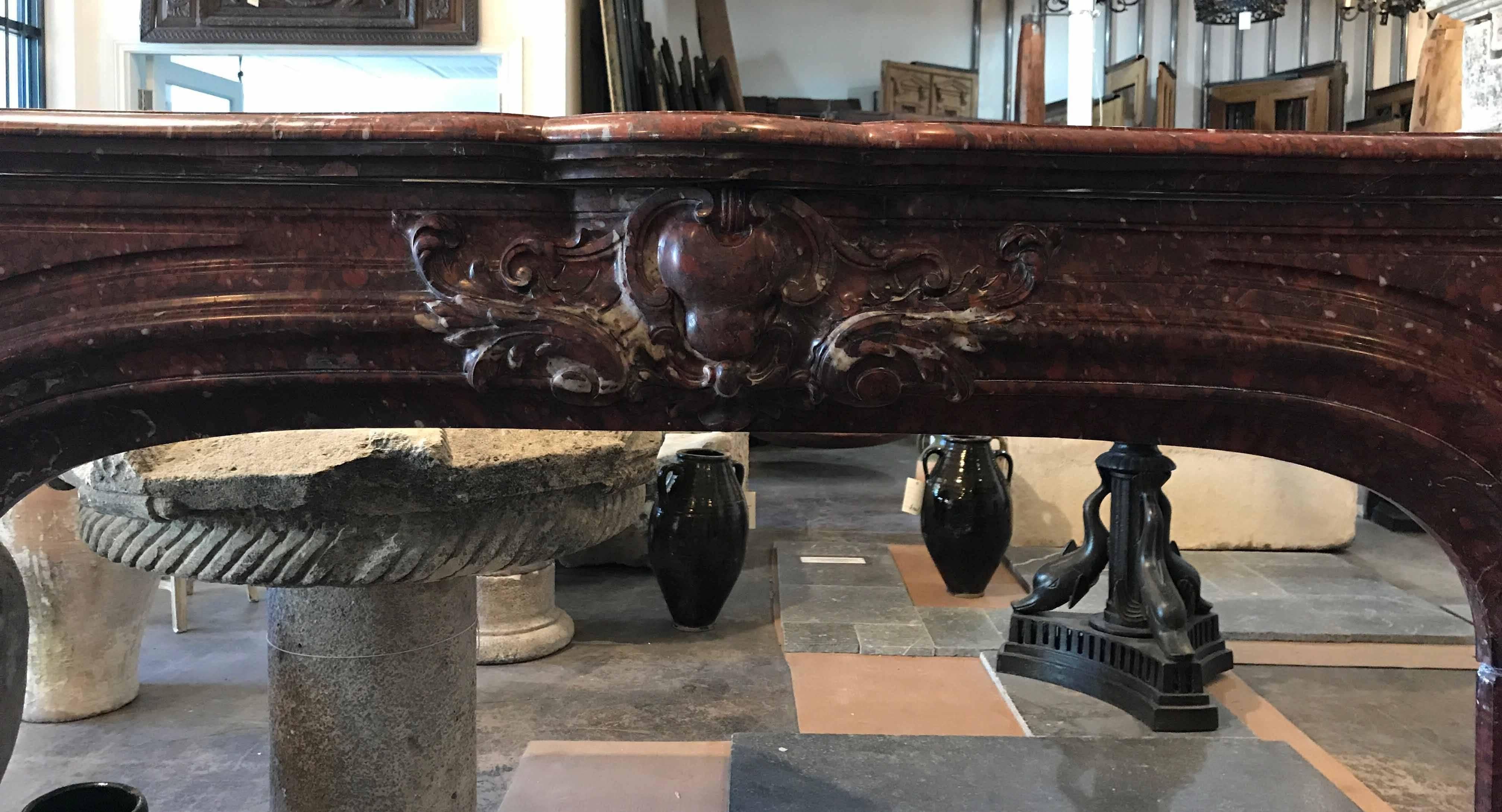 French Griotte Rouge Antique Marbel Mantel, circa 1820 For Sale