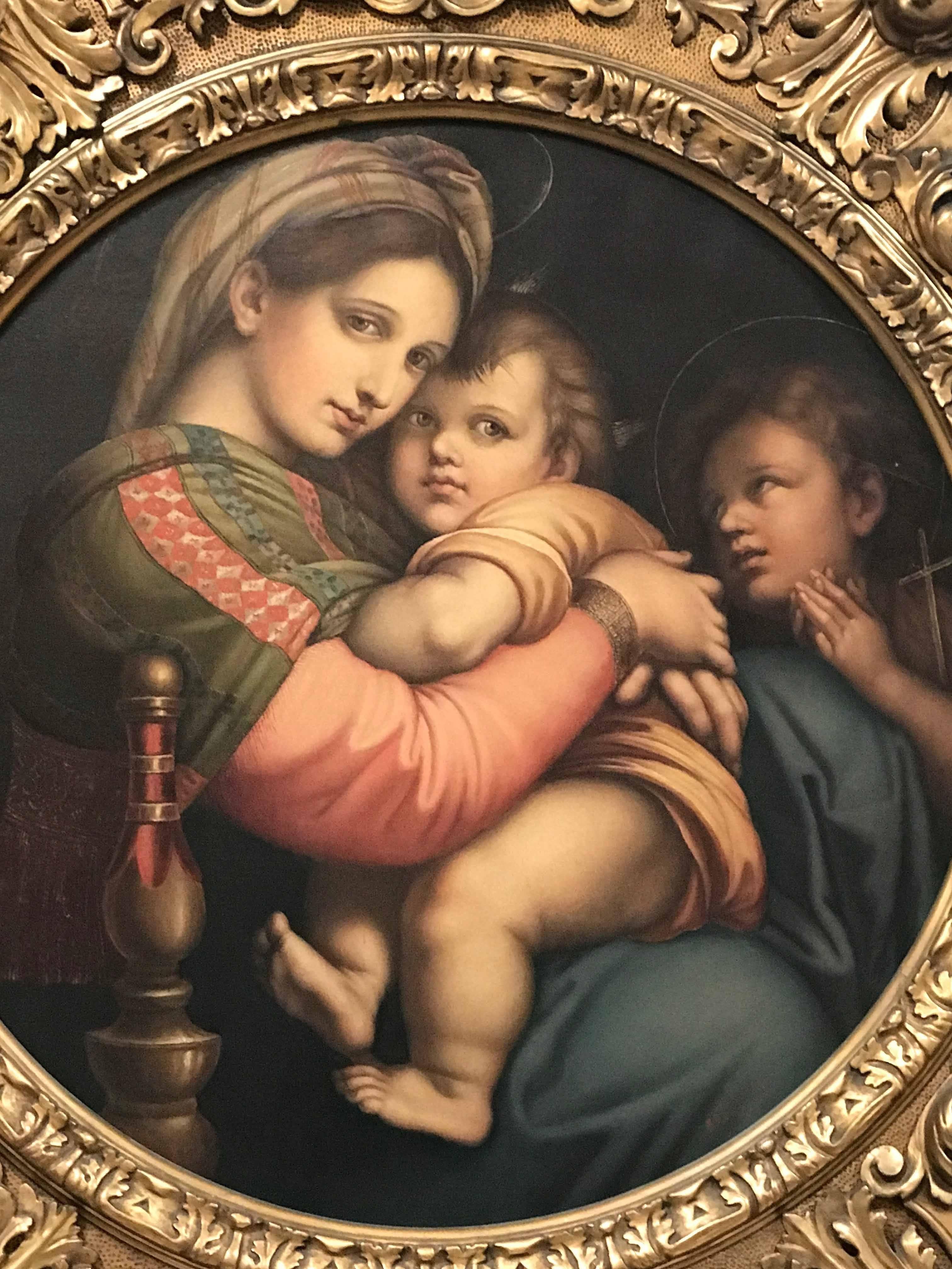 Madonna Della Sedia oil on canvas, signed.

After Raphael

Origin: France

circa 1790

Measurements: 44 1/4" W x 4 3/4" D x 53 3/4" H.