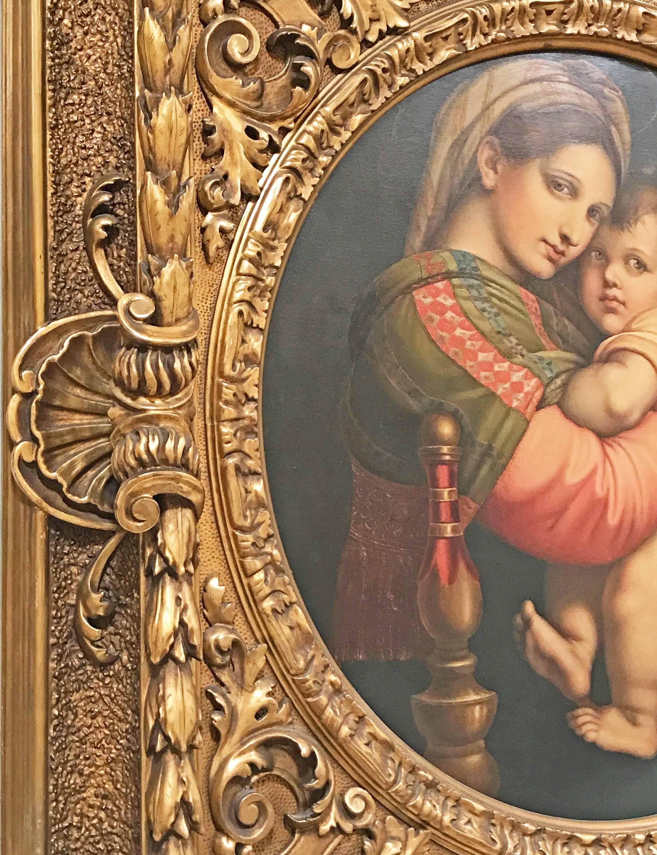 19th Century Madonna Della Seggiola, Oil on Canvas, circa 1790