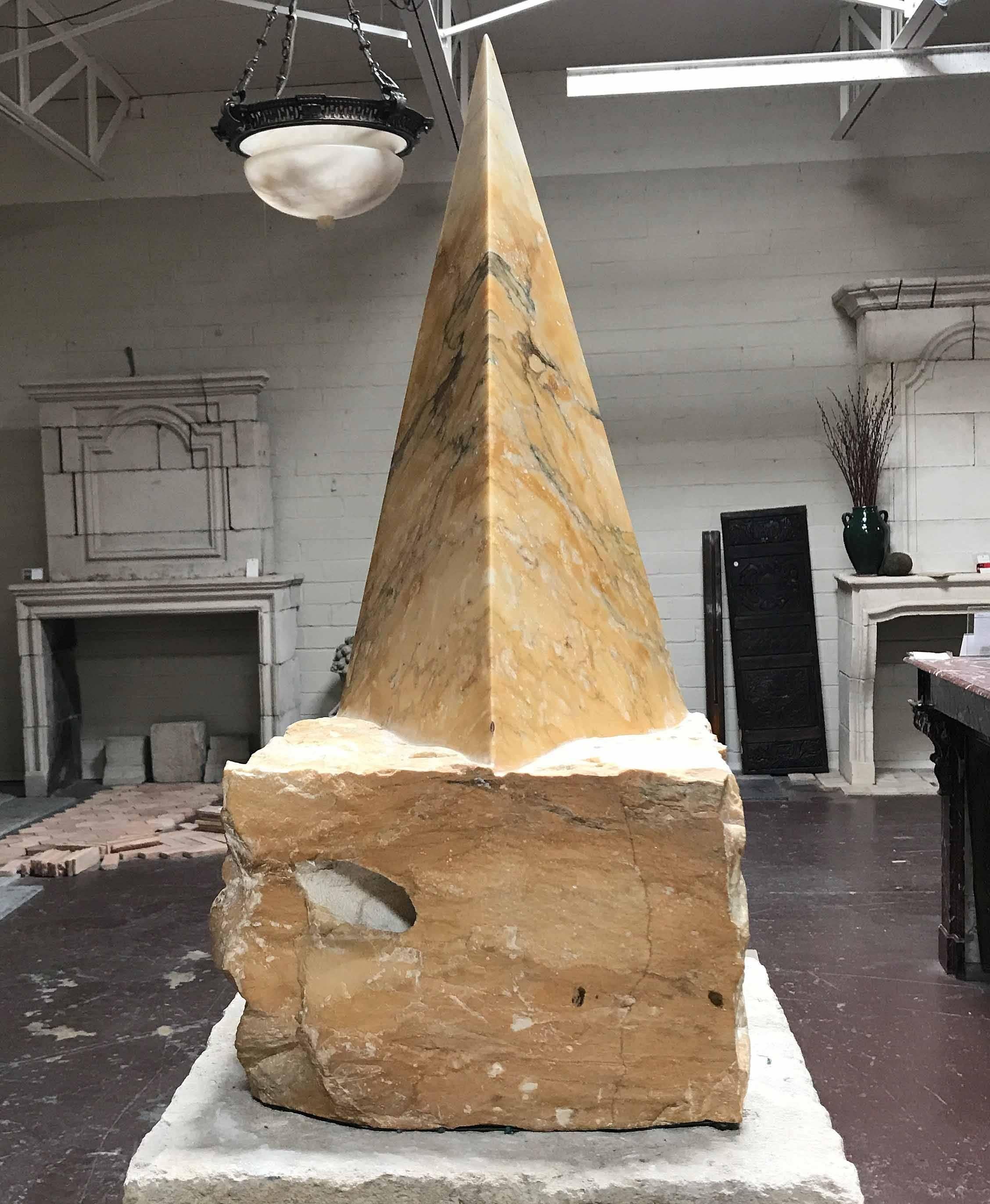 Pyramidin Golden Sienna Marble, Signed For Sale 3