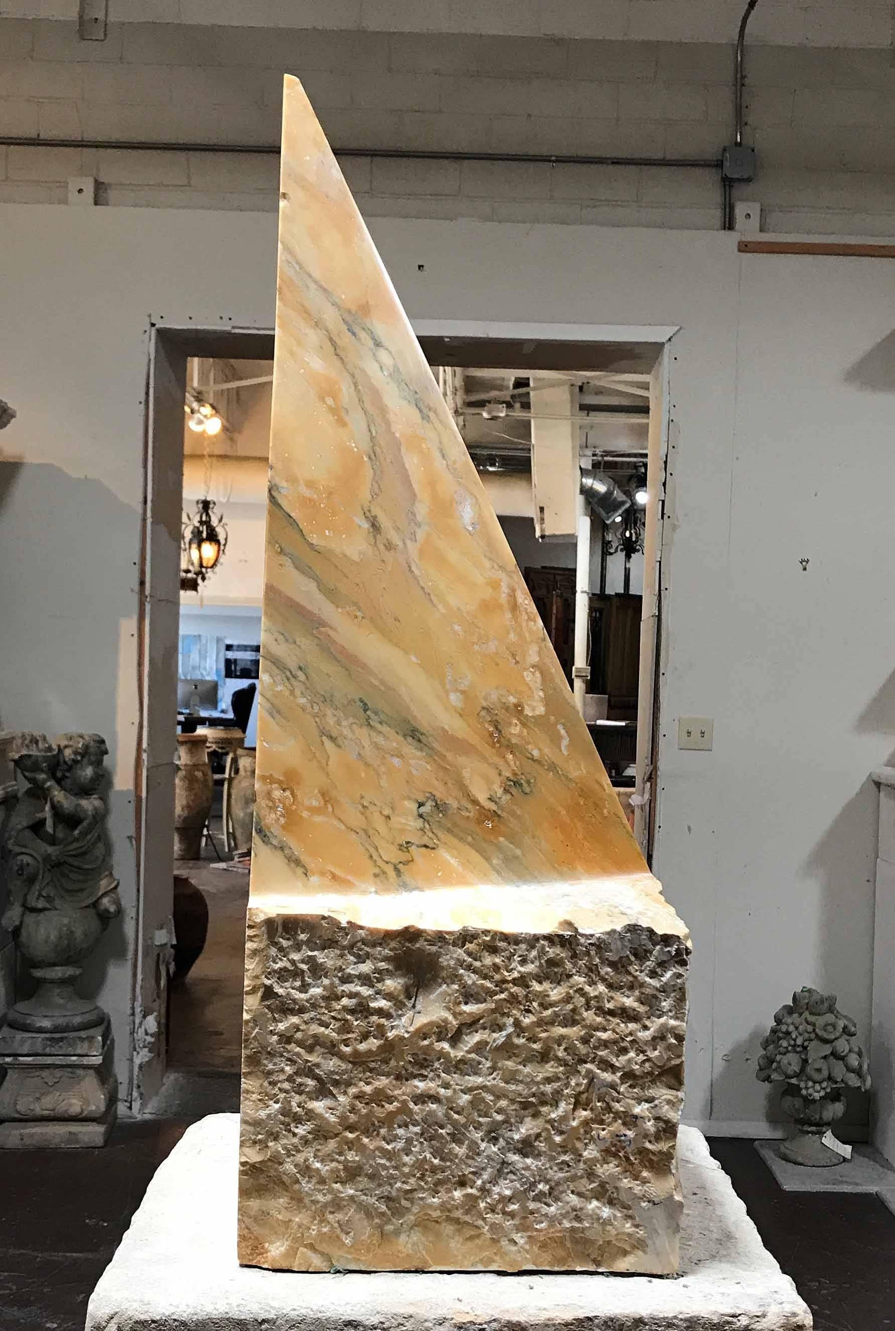 Pyramidin Golden Sienna Marble, Signed In Good Condition For Sale In Dallas, TX