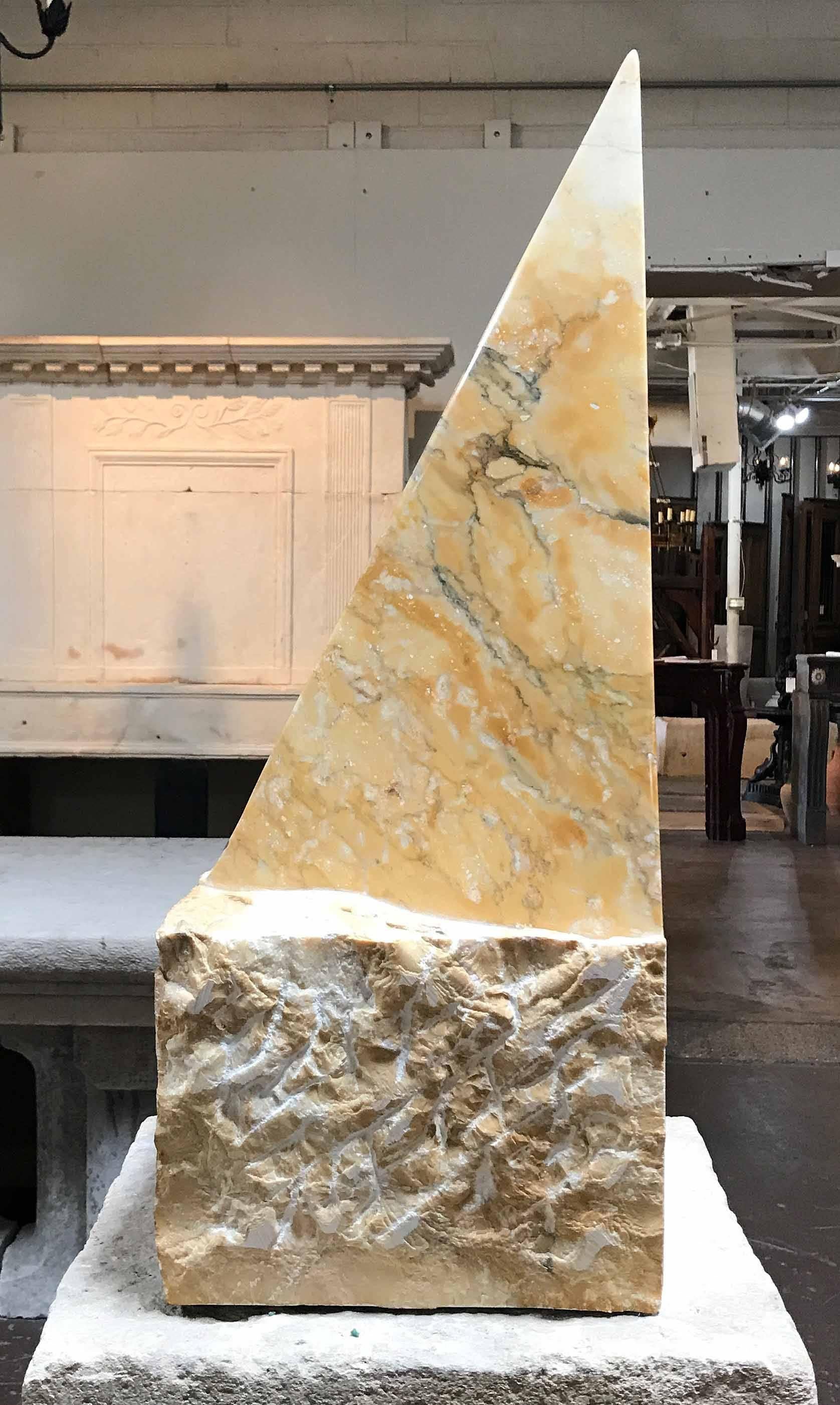 Pyramidin Golden Sienna Marble, Signed For Sale 2