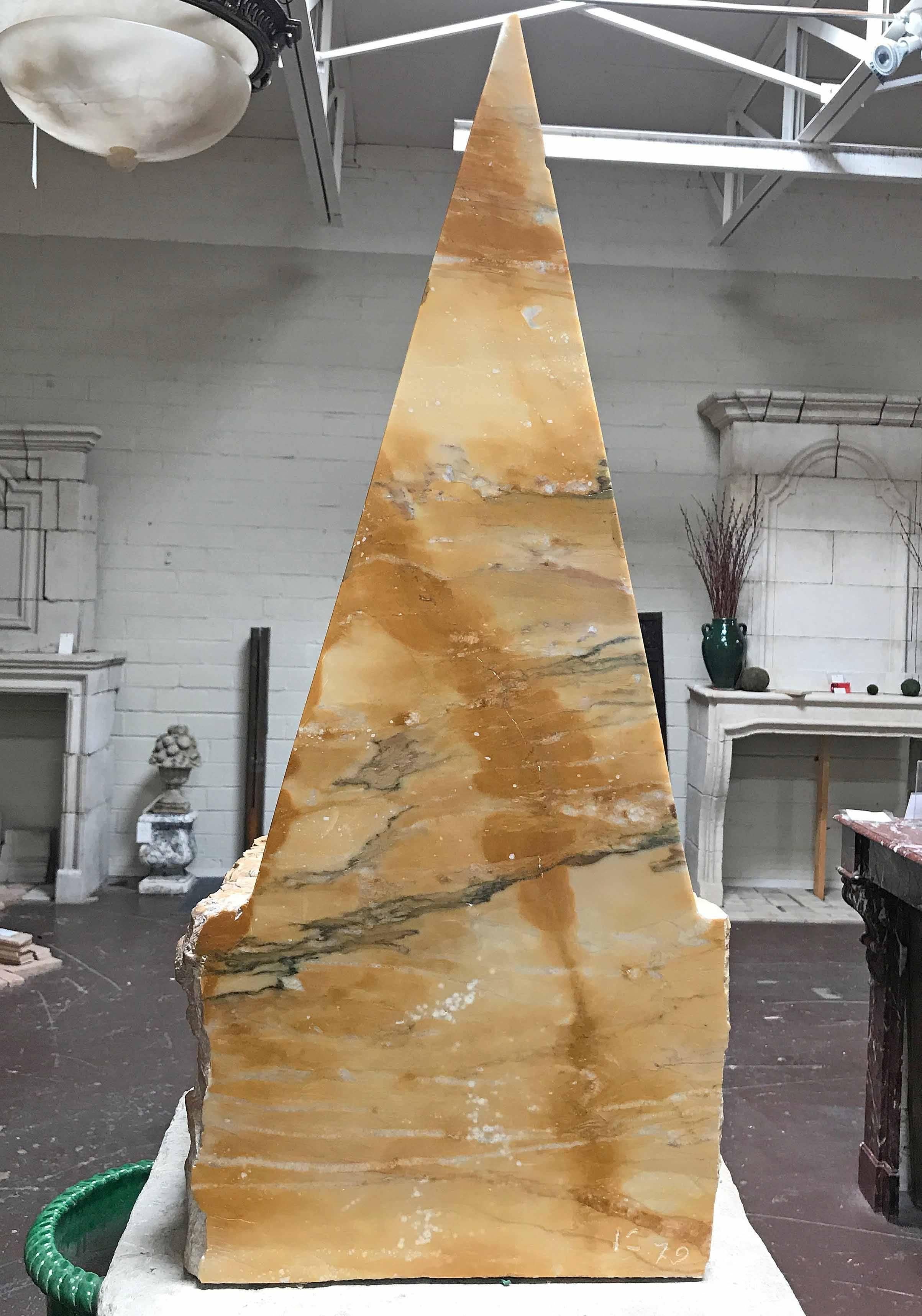 Japanese Pyramidin Golden Sienna Marble, Signed For Sale