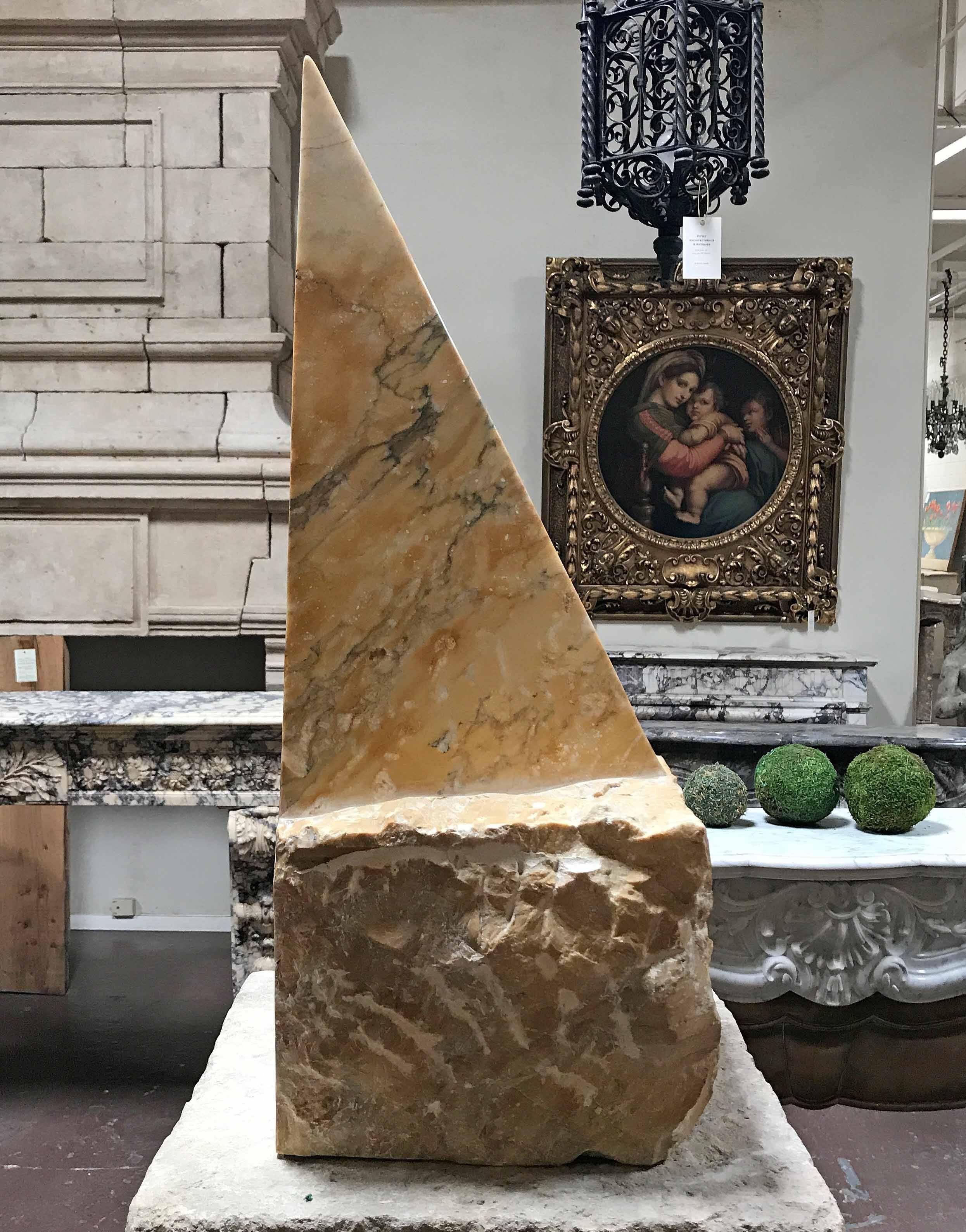 Siena Marble Pyramidin Golden Sienna Marble, Signed For Sale