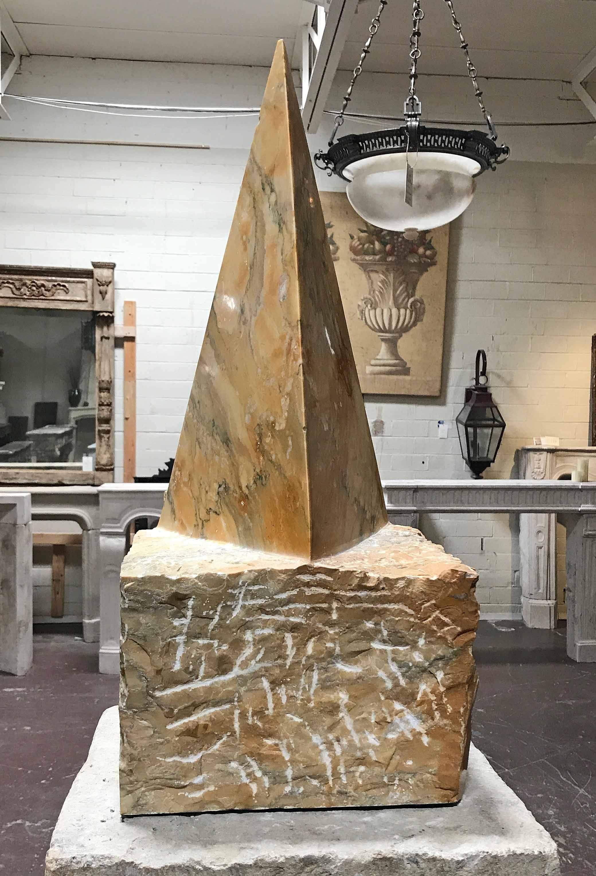 20th Century Pyramidin Golden Sienna Marble, Signed For Sale