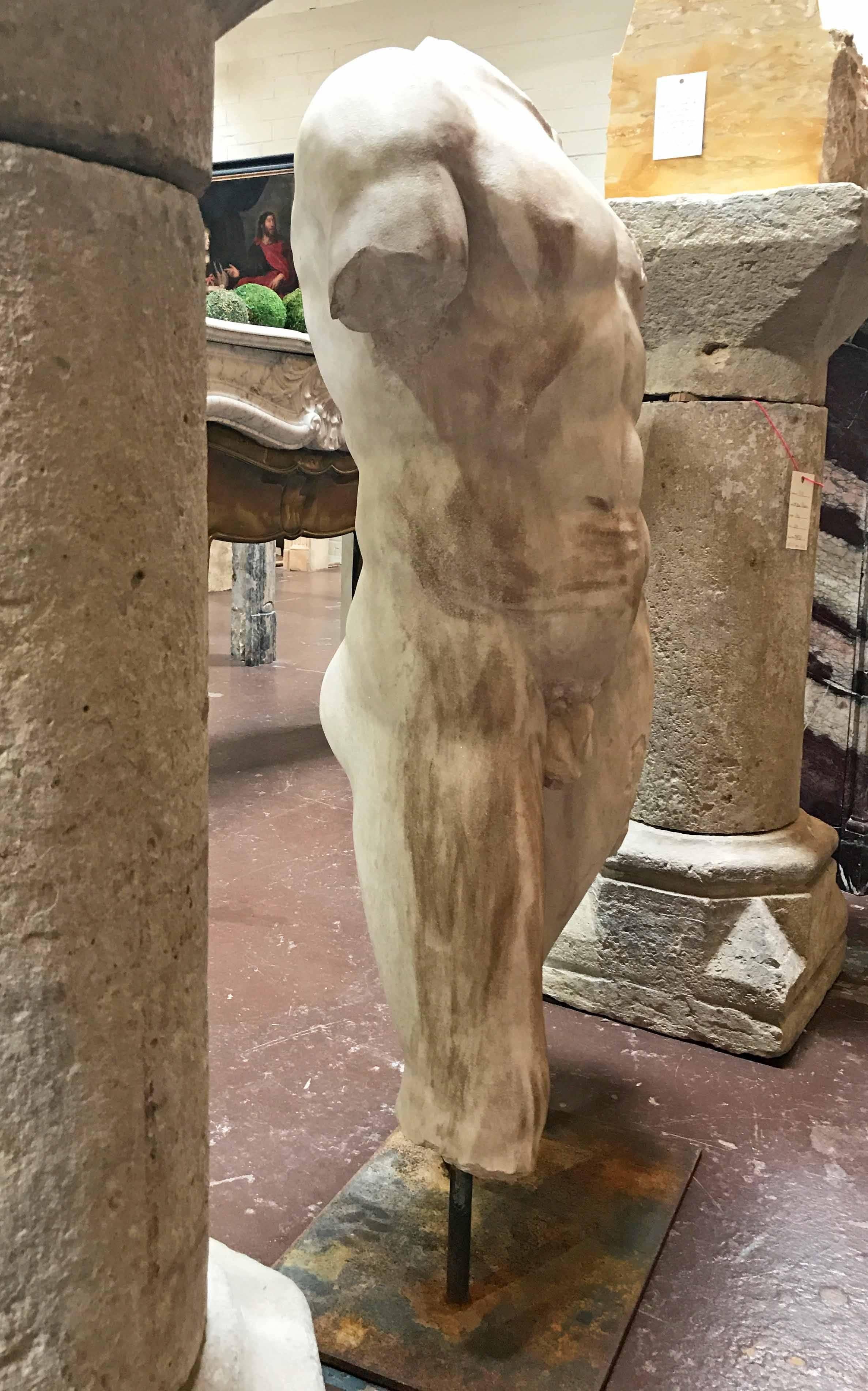 Mid-Century Marble Torso of David In Good Condition In Dallas, TX