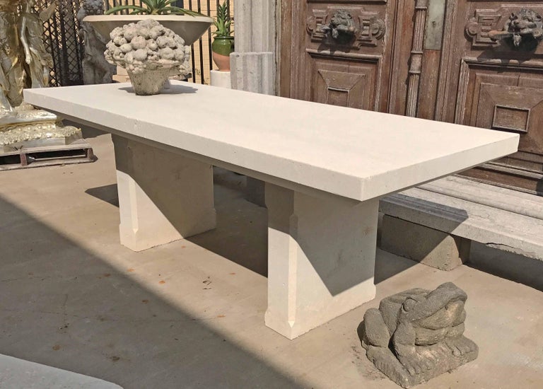 Contemporary HandCarved Limestone Table For Sale at 1stDibs