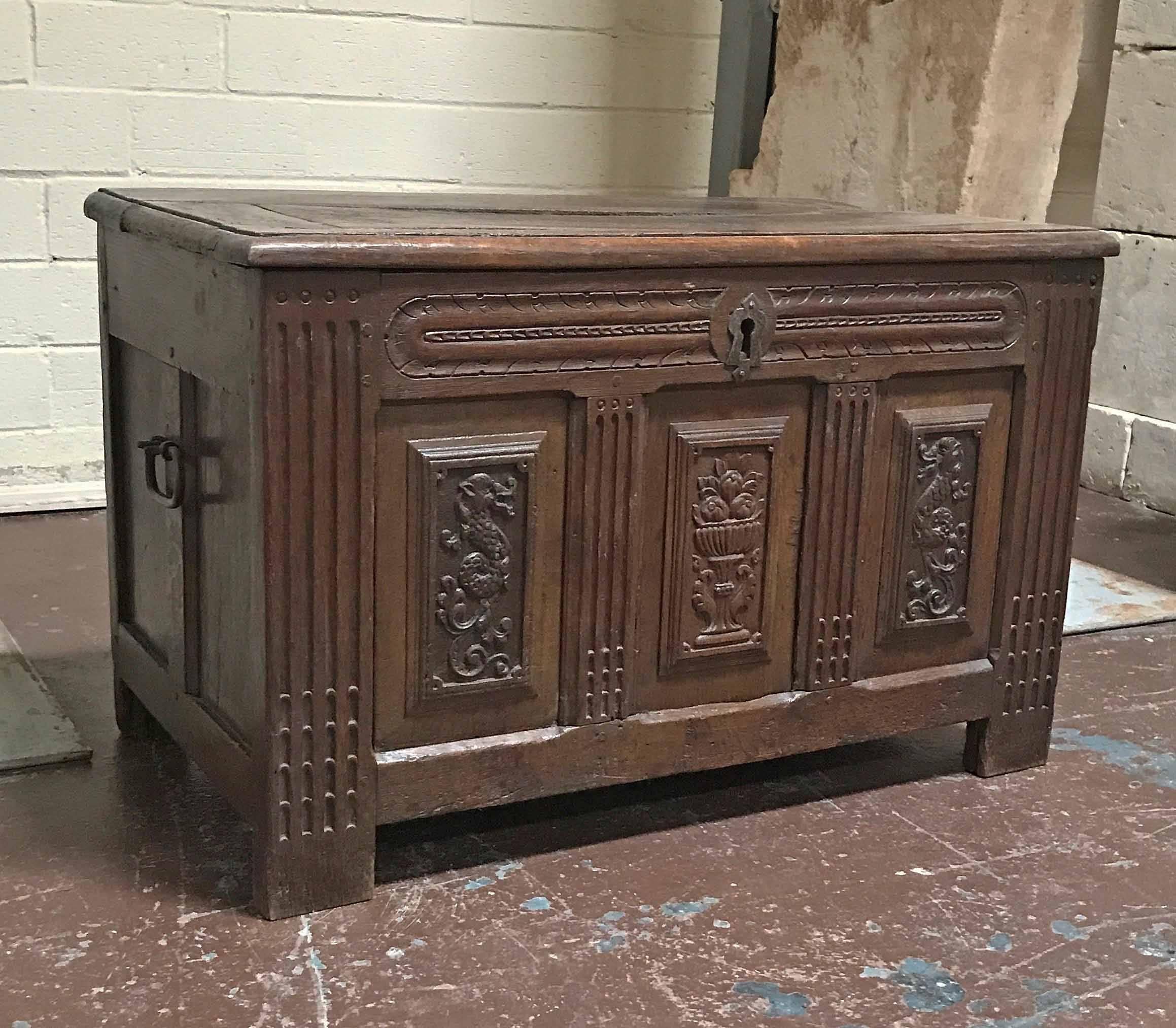 Antique Spanish chest

Origin: Spain

circa 1750

Measurements: 36 1/2