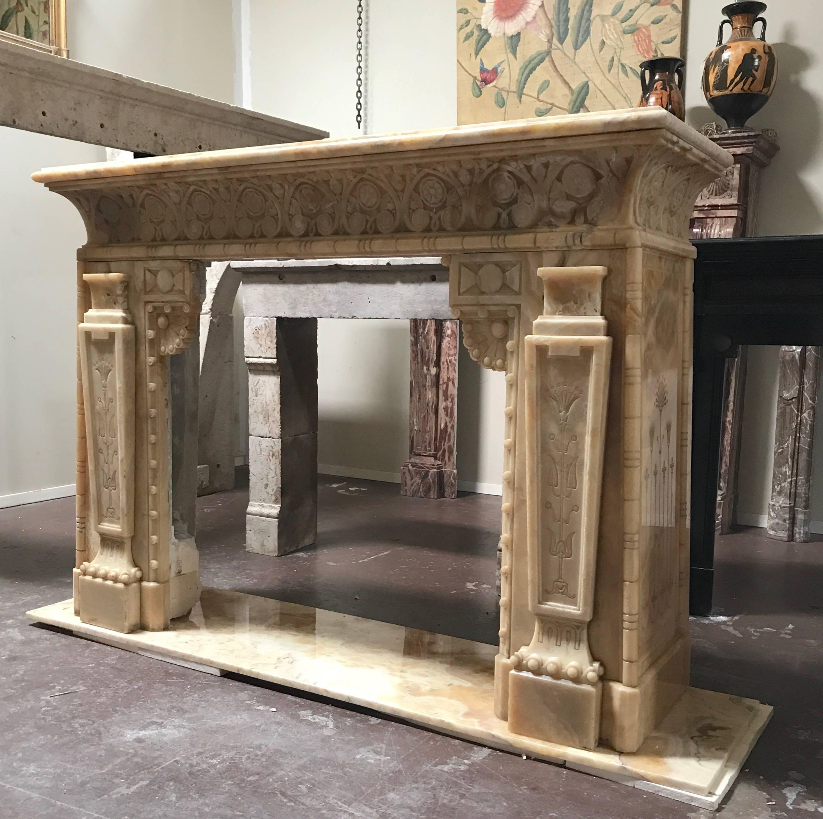 Antique Honey Onyx Mantel, circa 1850 1