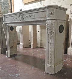 Louis XVI Finely Carved White Marble Mantel, circa 1820