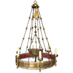 Antique Bronze Church Chandelier, circa 1850