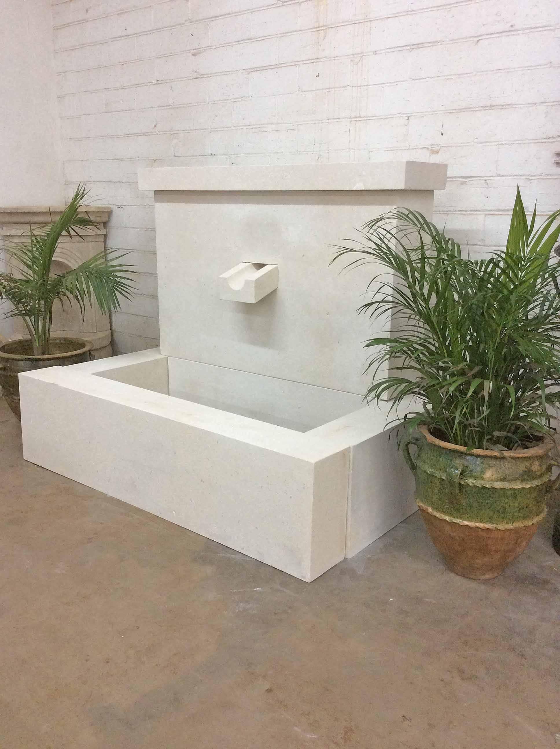 Hand-Carved French Modern Limestone Fountain