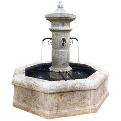 Antique Hand-Carved Central Fountain