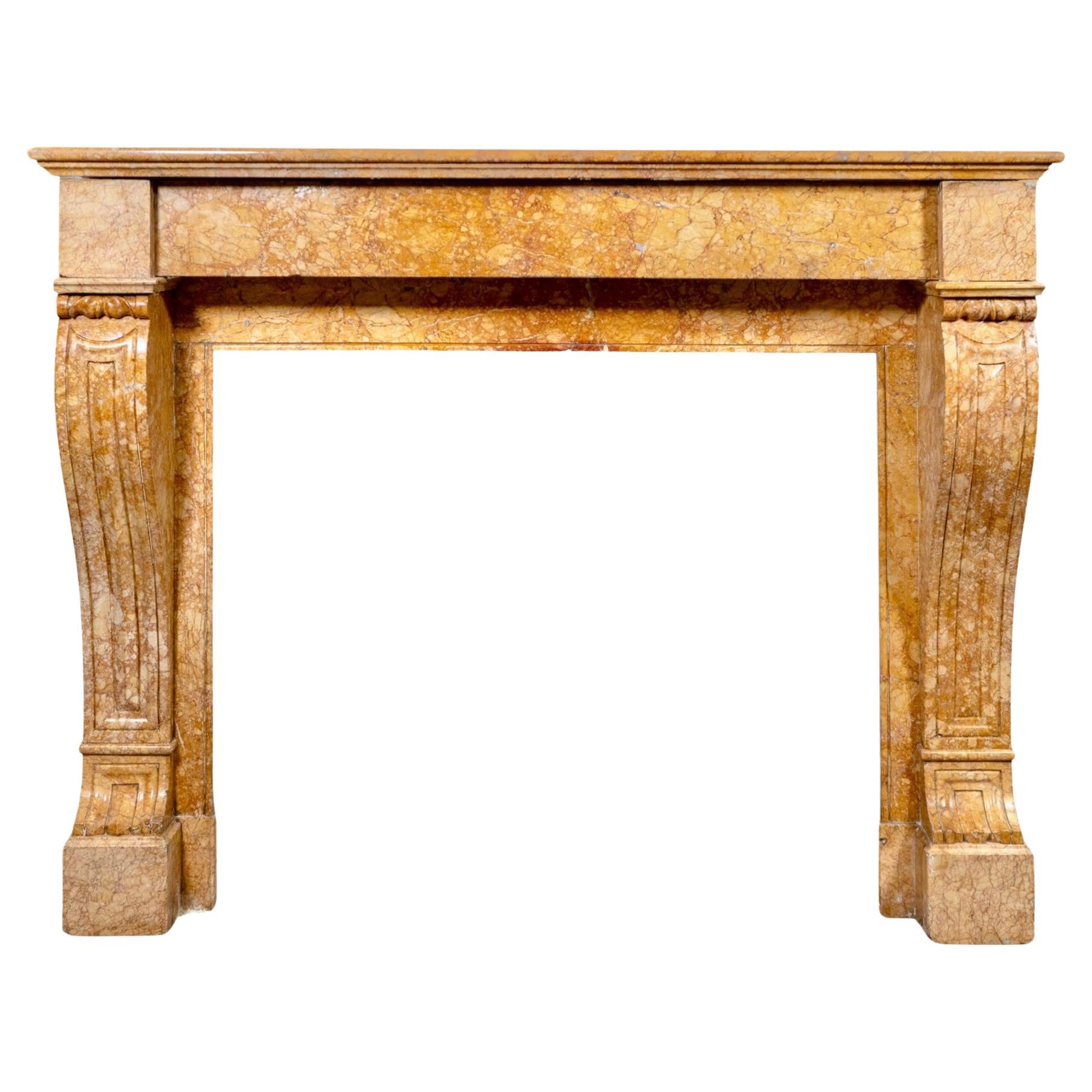 French Yellow Jura Brocatelle Marble Mantel For Sale