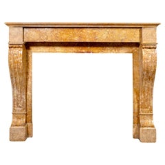 Antique French Yellow Jura Brocatelle Marble Mantel