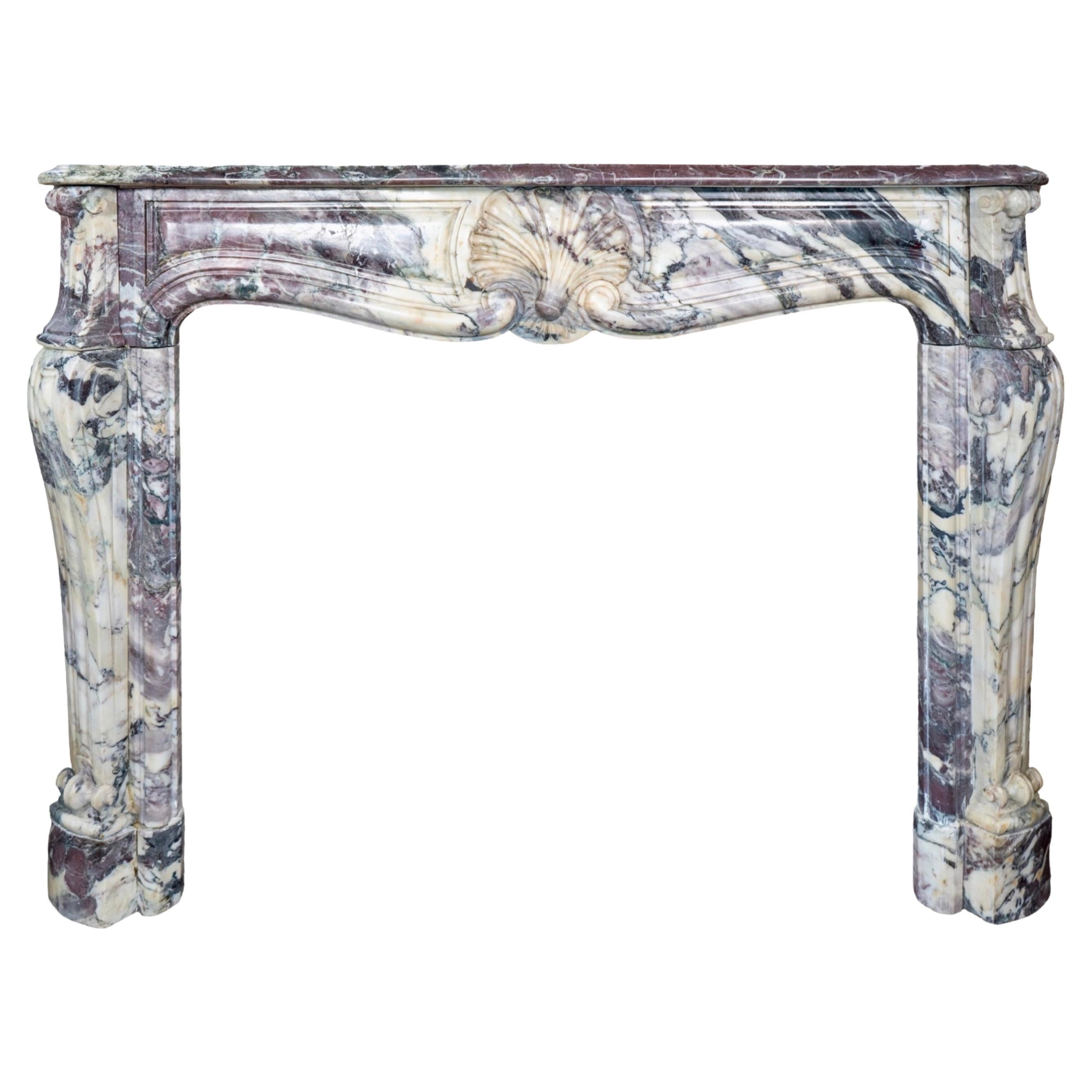 French Villefranche Peach Flower Marble Mantel For Sale