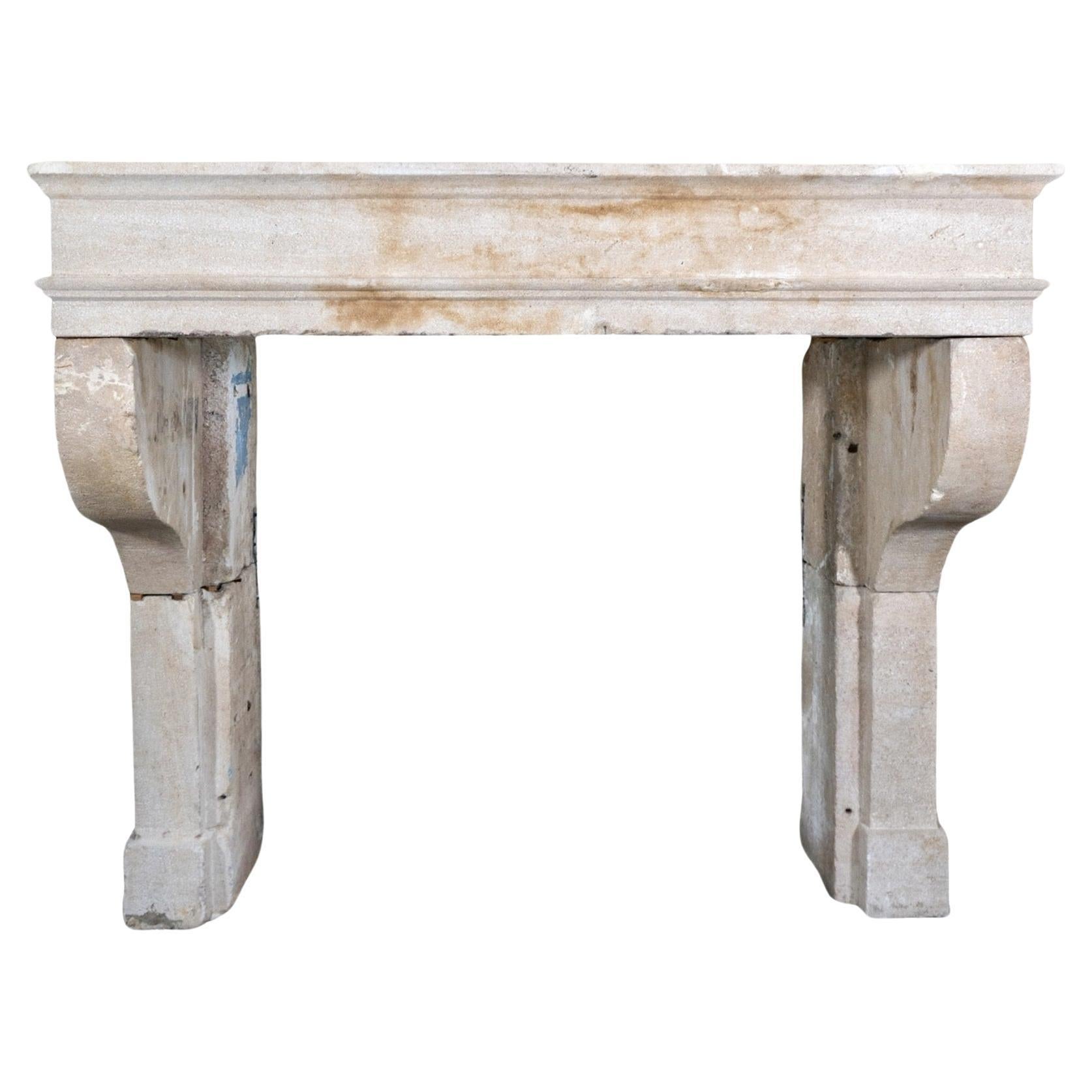 French Limestone Mantel For Sale