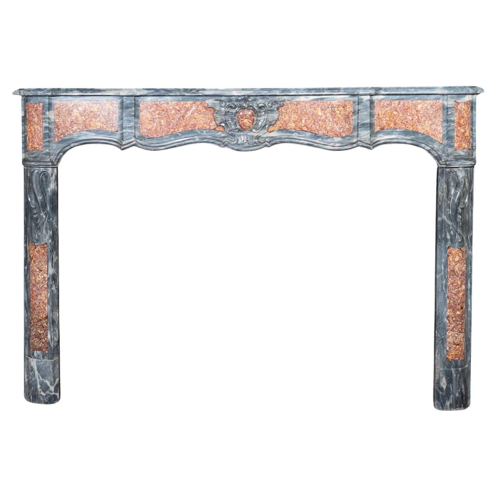 Antique French Turquin Azul y Violeta Brocatelle Mantel de Mármol en venta