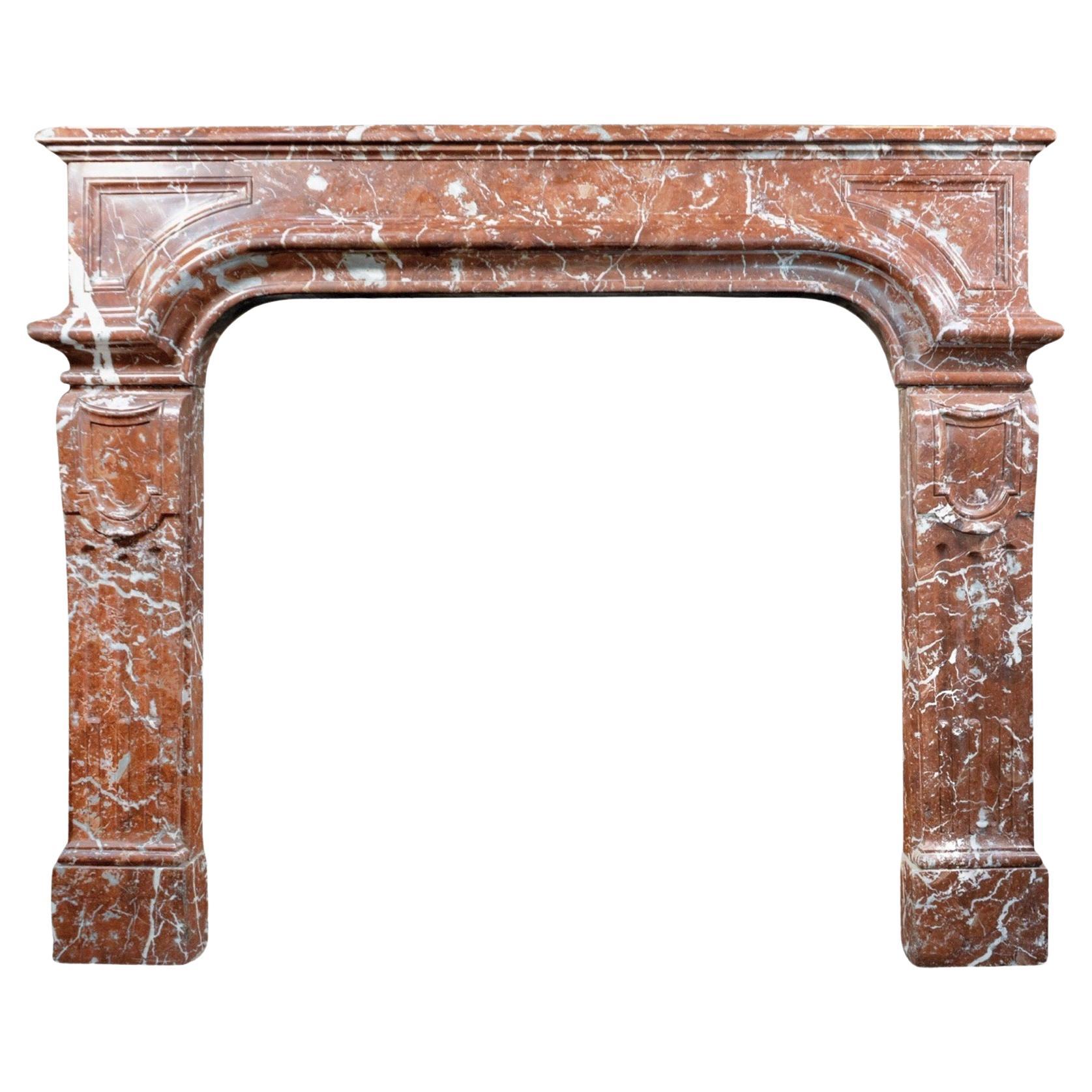 French Red Griotte Marble Mantel For Sale