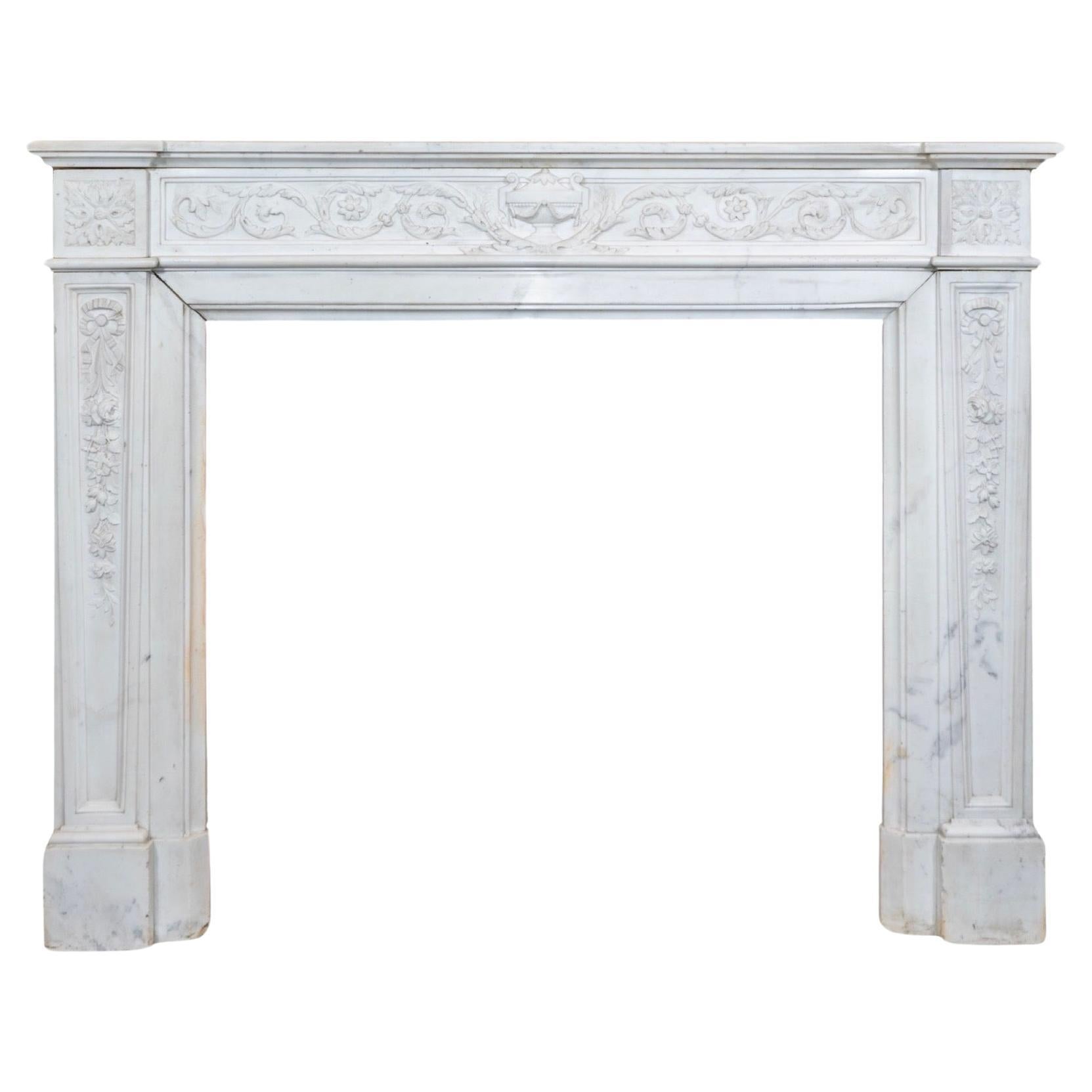 Mid-19th Century Carrara Marble Mantel from France For Sale