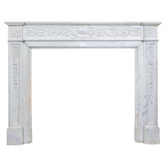 Antique Mid-19th Century Carrara Marble Mantel from France