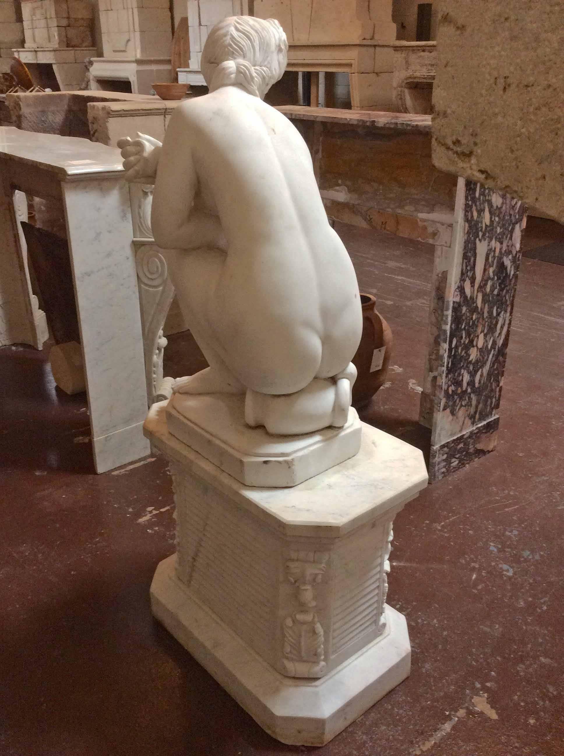 French Antique White Marble of Aphrodite at Bath