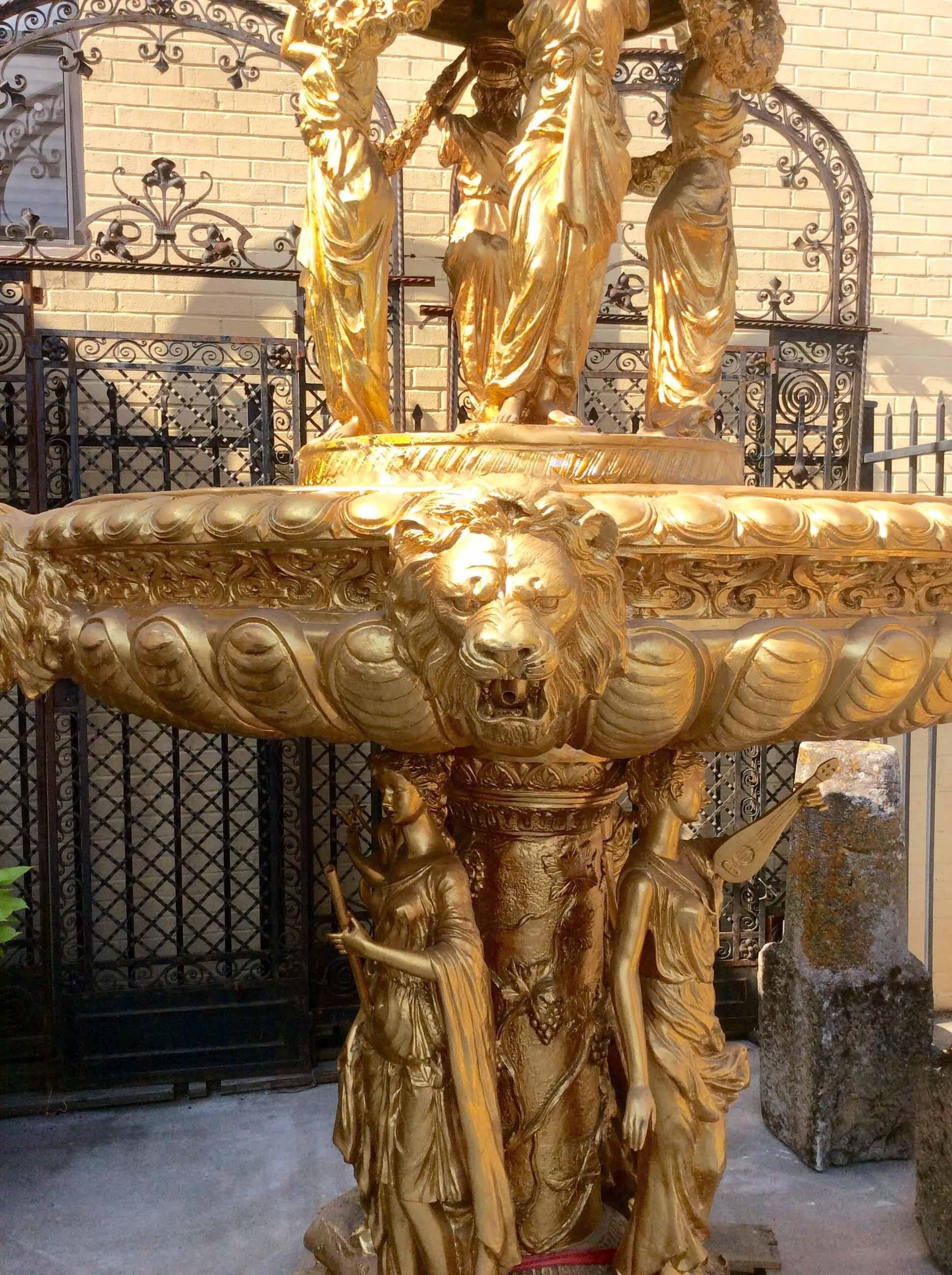 Gilt Bronze Fountain, early 21st century In Good Condition In Dallas, TX