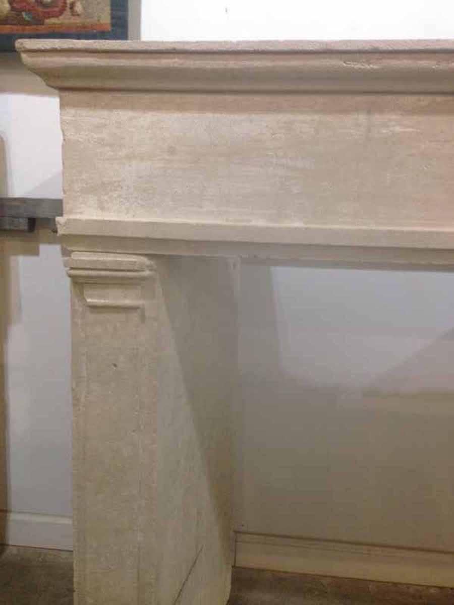 Louis XIII antique limestone mantel with nice, simple straight lines.

Origin: France,

circa 1790s.

Measurements:
55″ W x 21 1/2″ D x 41 1/2″ H.
Firebox: 40″ W x 32″ H.