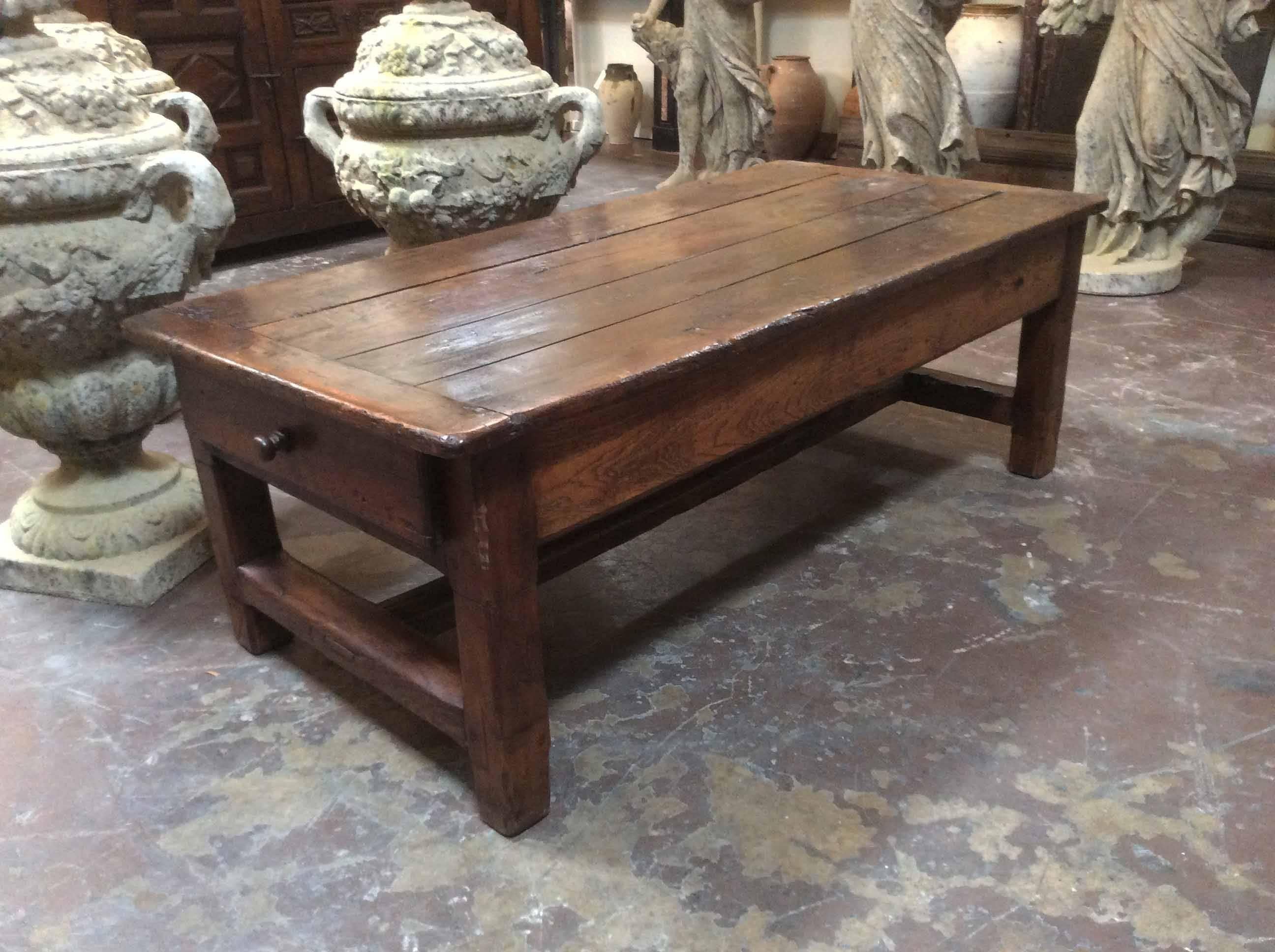 Charming antique french farm table features a rich, distressed patina with a drawer on each end.

Origin: France

c.1810’s

Measurements:
62 1/8″L x 30 5/16″D x 22 1/8″H