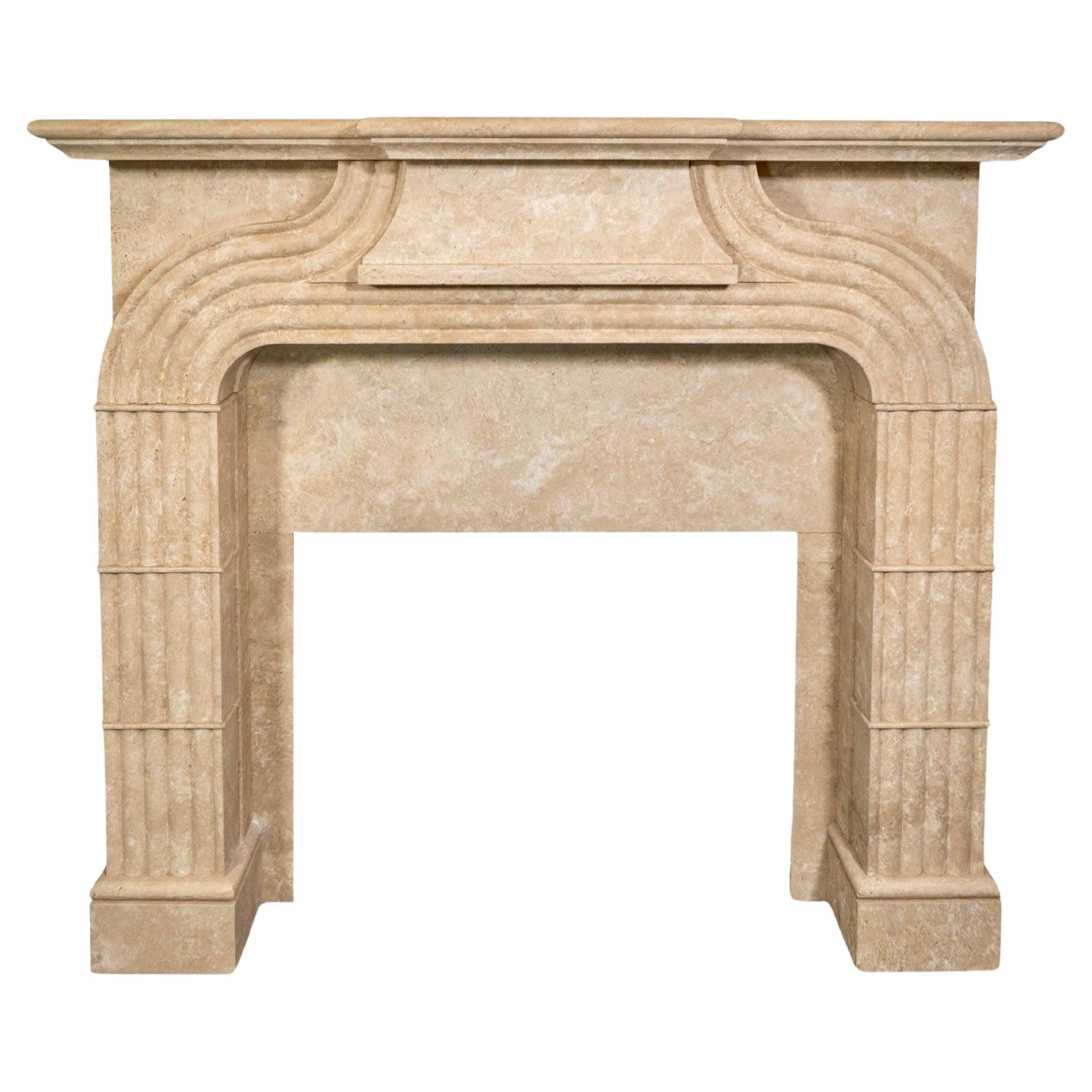 Italian Travertine Mantel For Sale