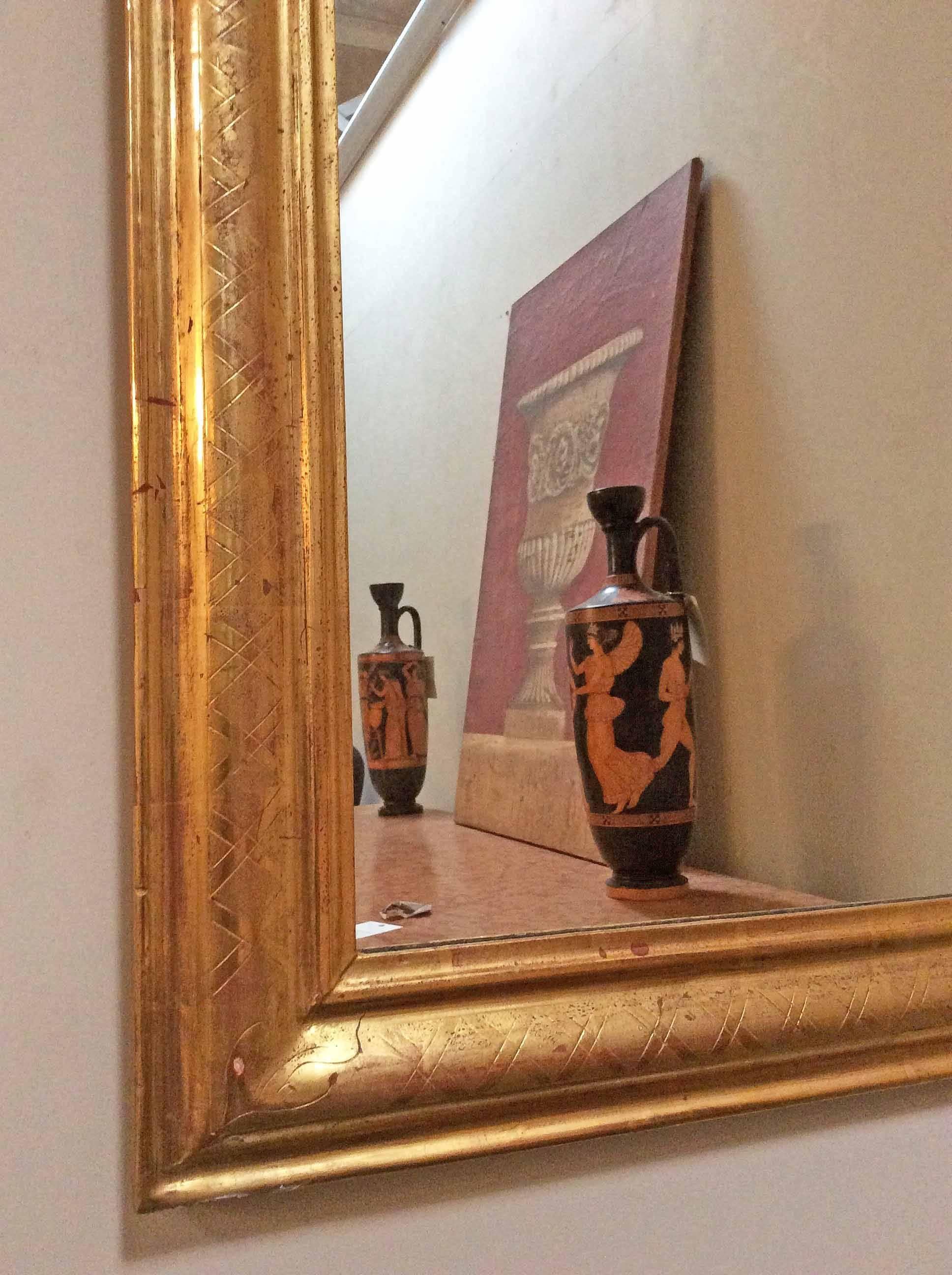Louis Phillipe gold leaf mirror. 
Origin: France
circa 1880. 
Measurements: 28 3/16
