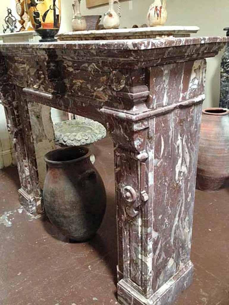 Antique Red Marble Mantel In Good Condition In Dallas, TX