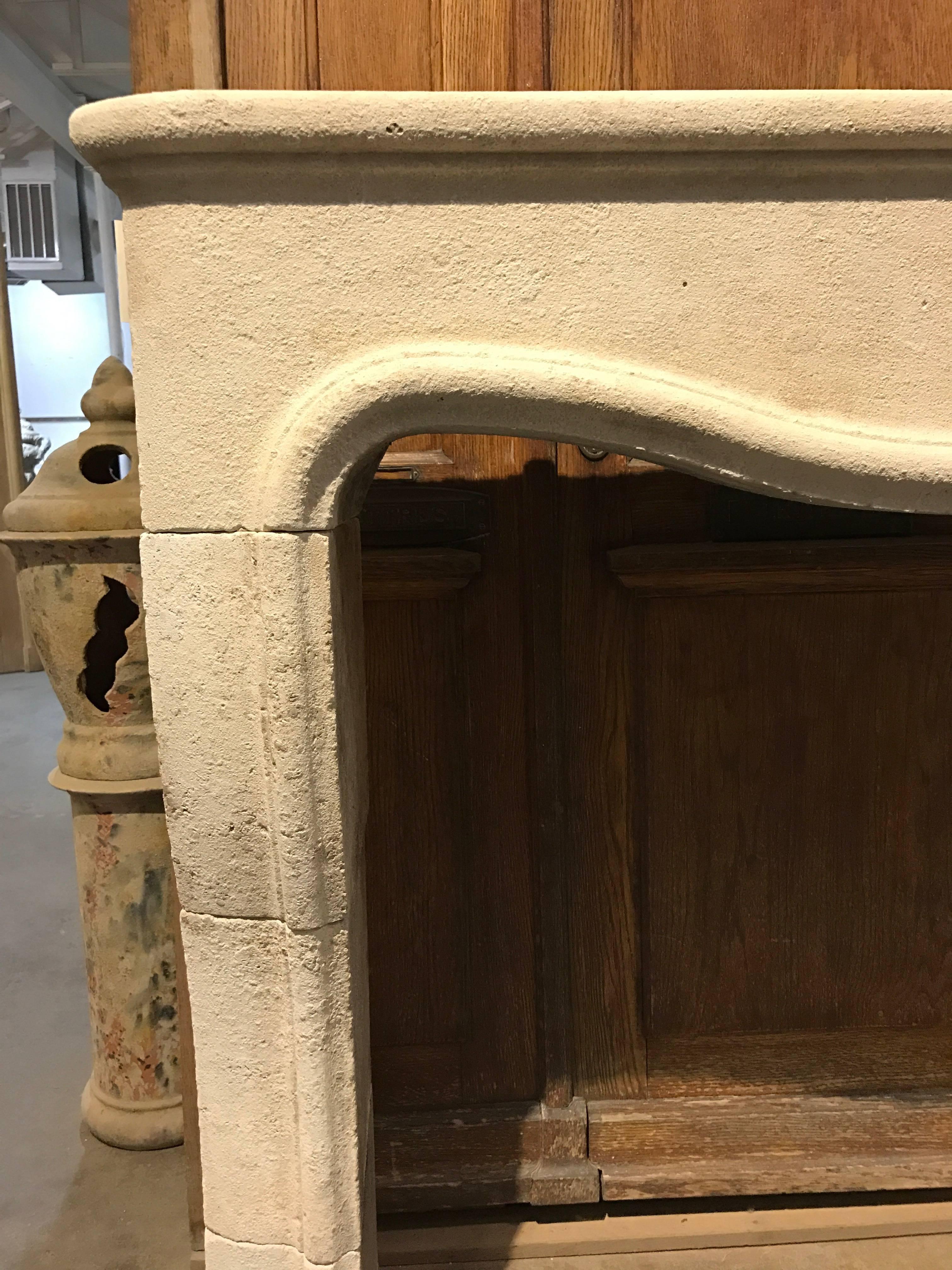 French Hand-Carved Limestone Mantel