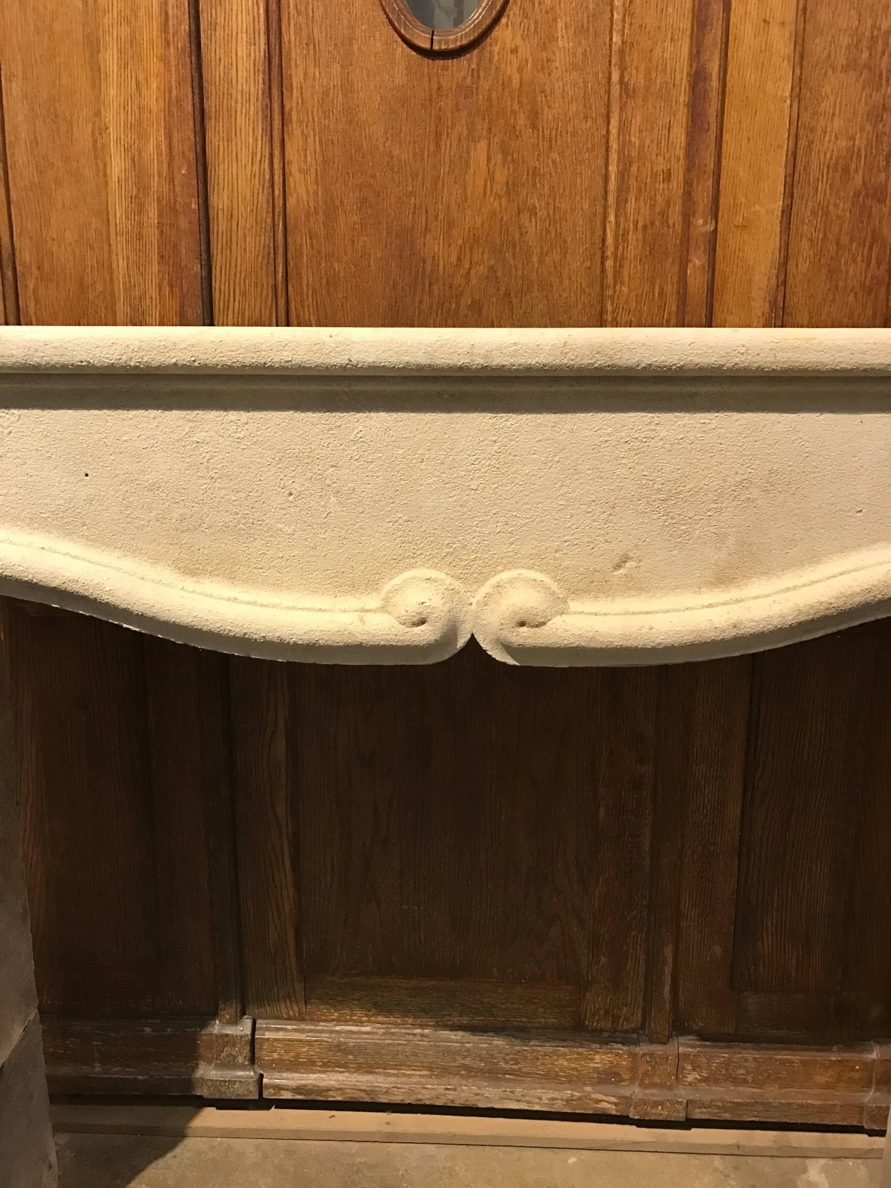 Hand-Carved Limestone Mantel In Good Condition In Dallas, TX