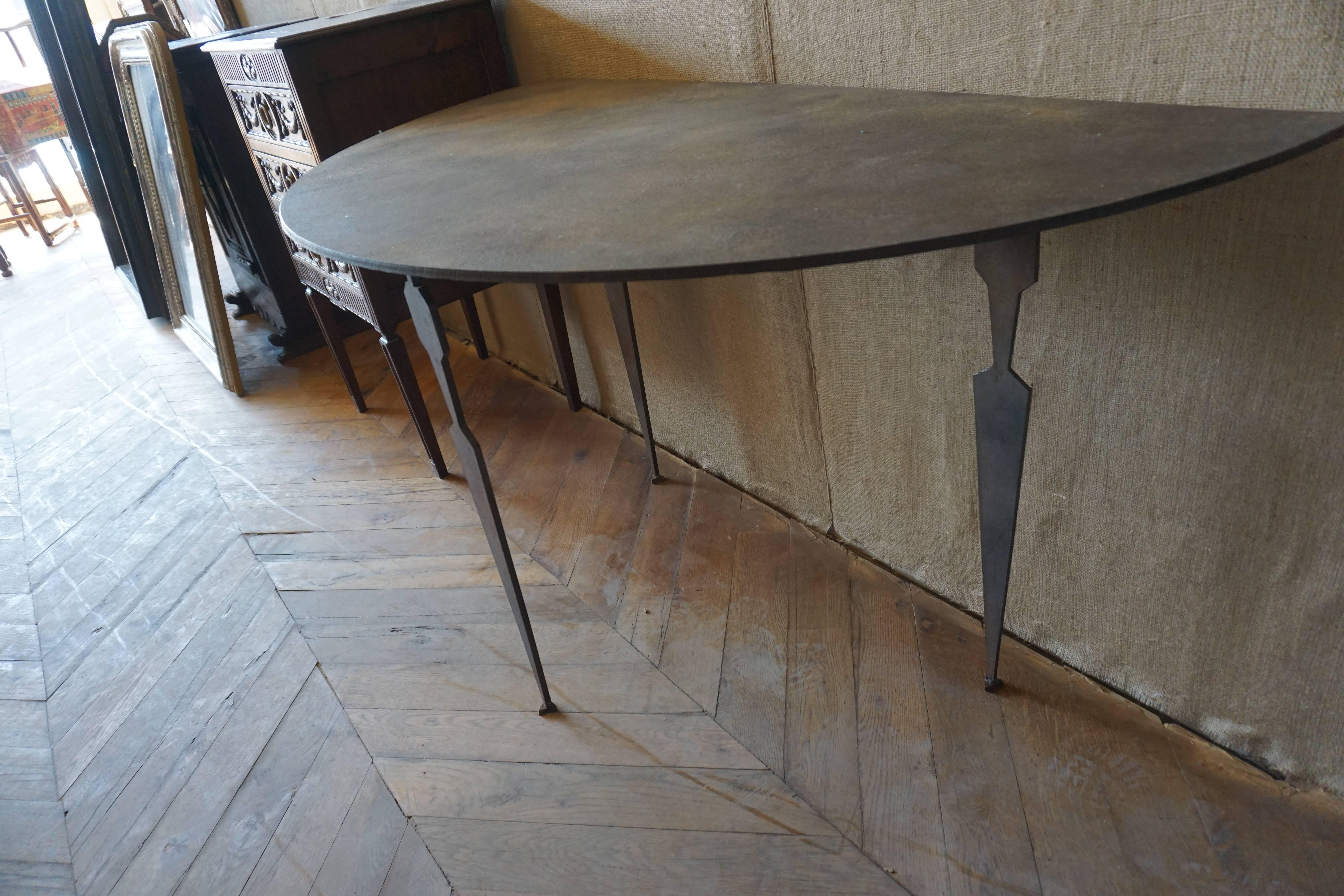 Hand-Crafted Midcentury Style Iron Table For Sale