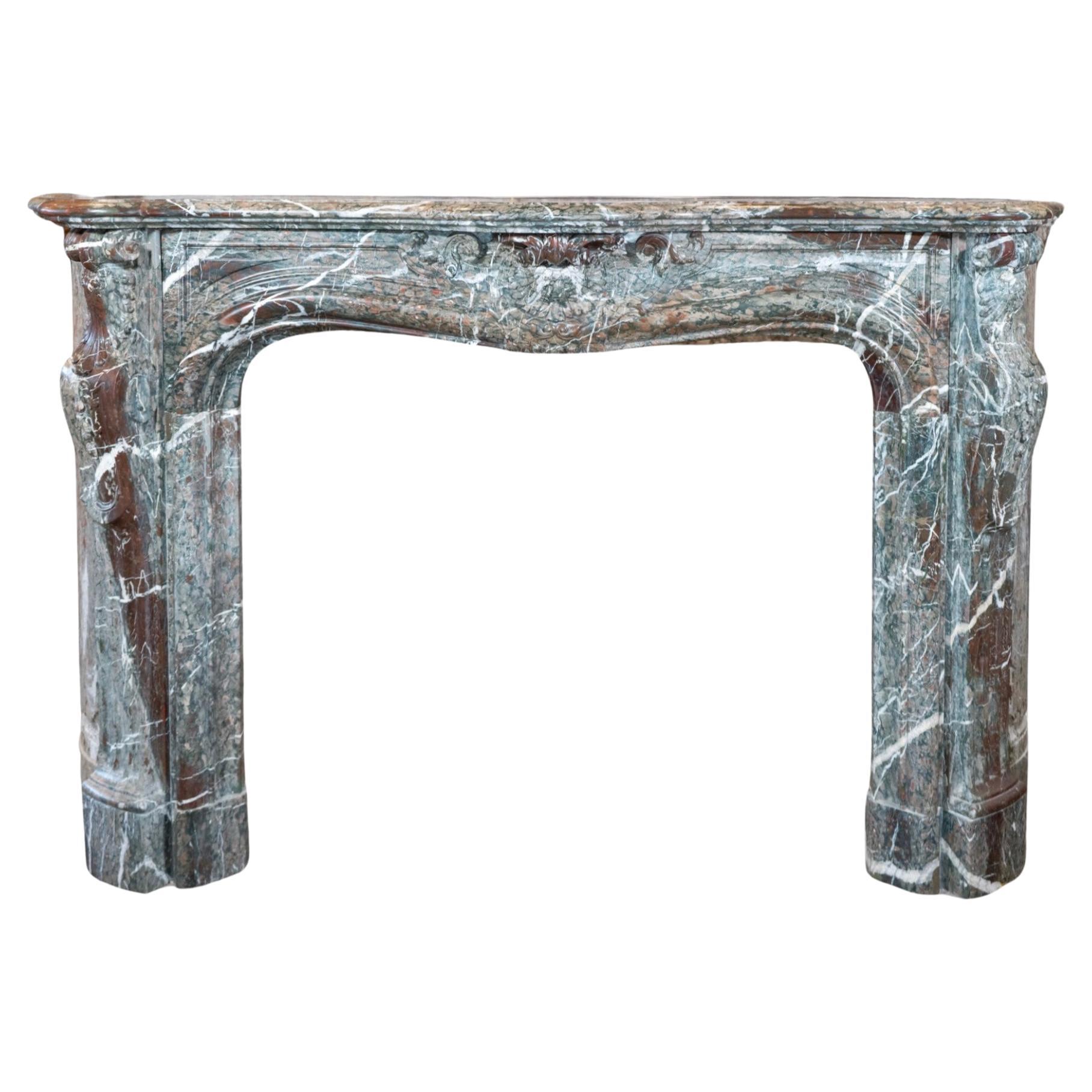 French Grand Mix Campan Marble Mantel For Sale