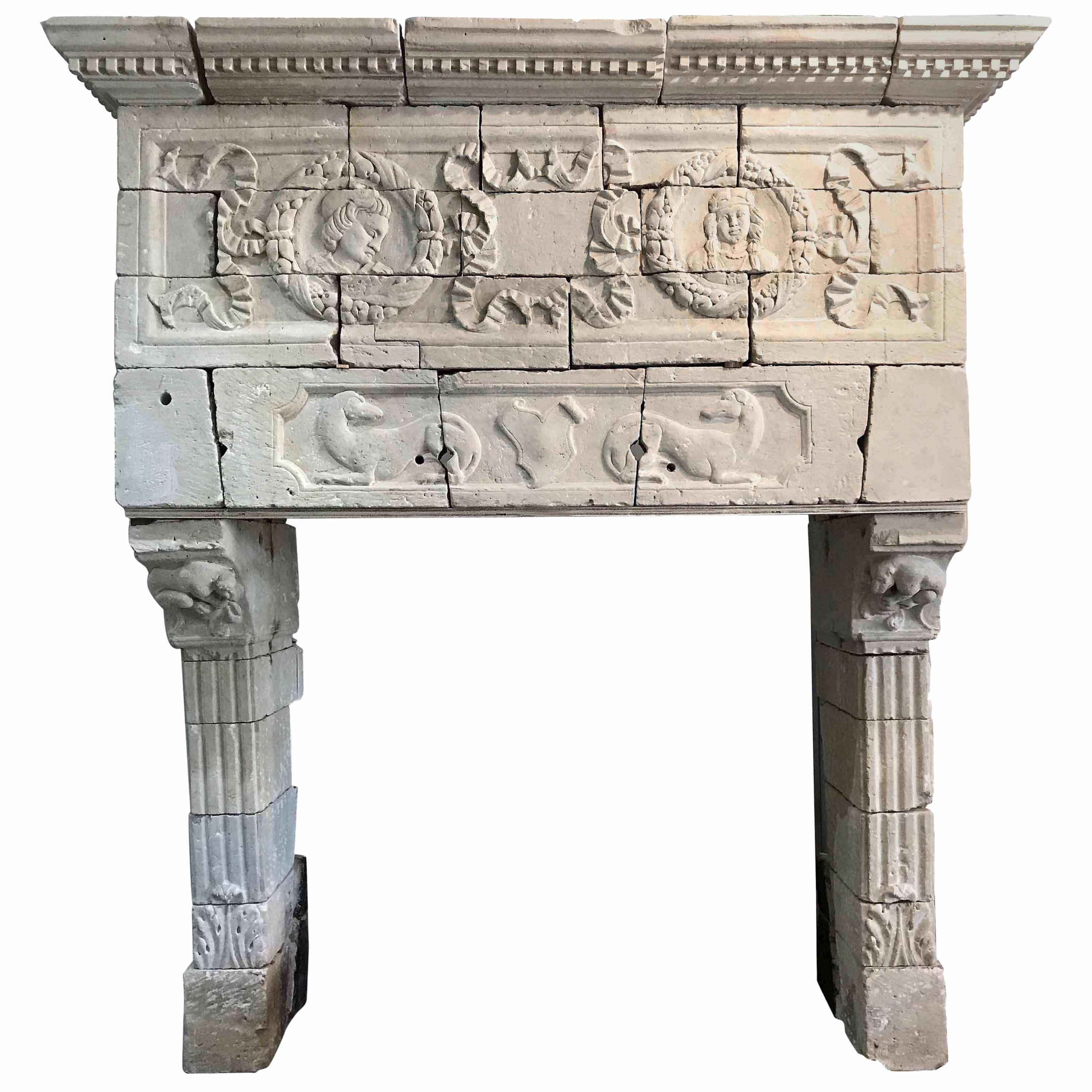 Massive Renaissance Period Betrothal Mantel from the Loire Valley For Sale