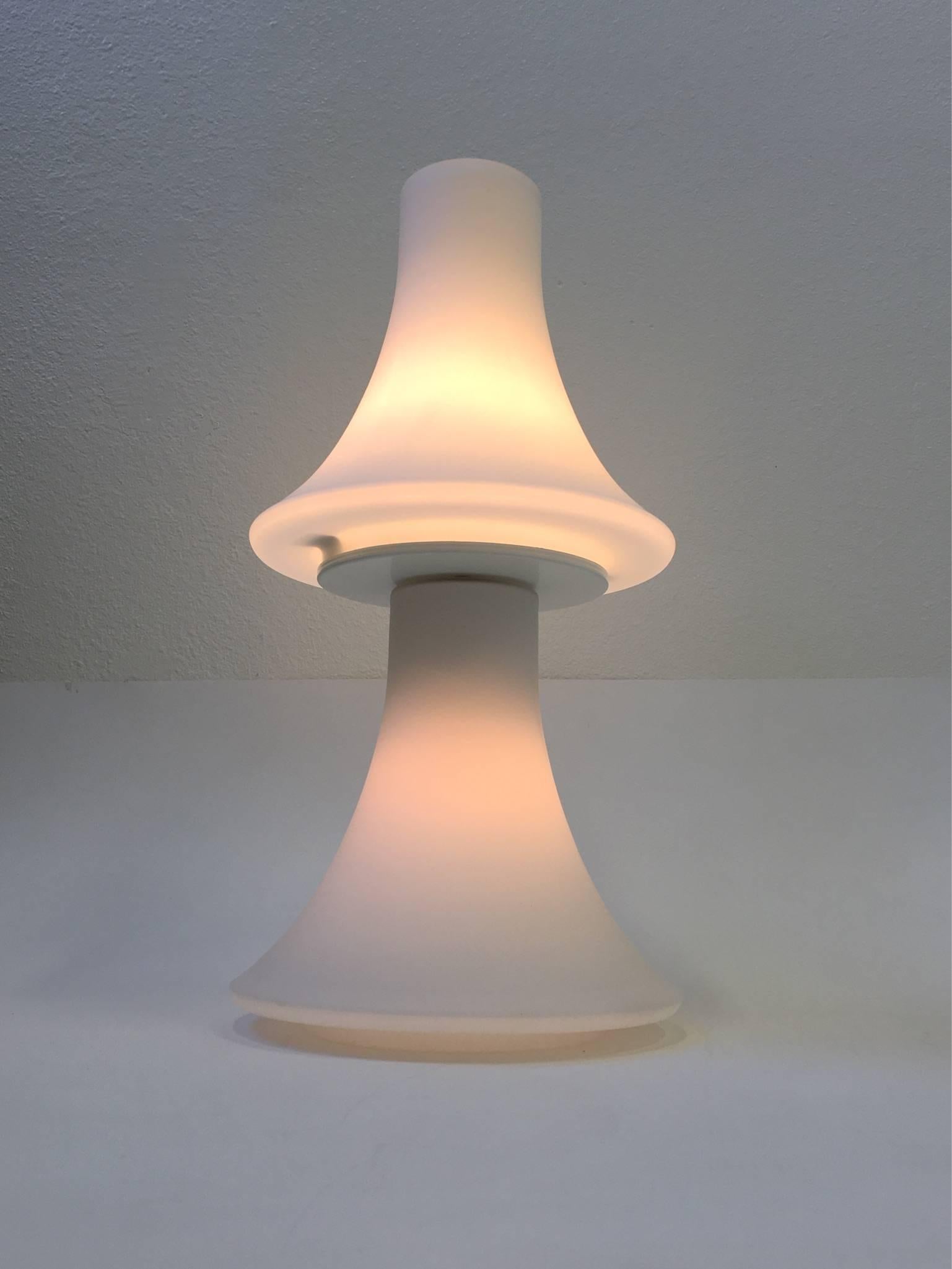 White Frosted Glass Table Lamp by Laurel Lamps For Sale 1