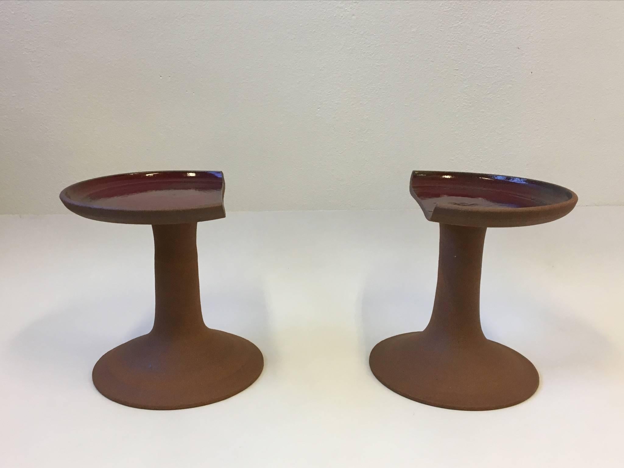 American Pair of Studio Ceramic Stools by Brent Bennett