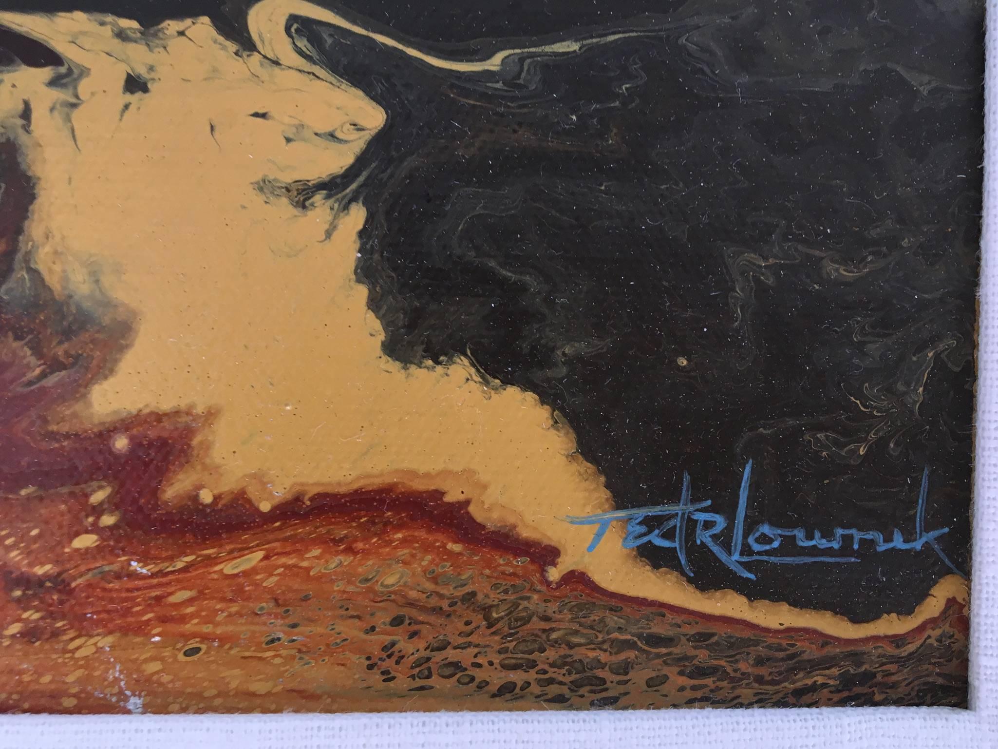 Peinture abstraite originale à l'acrylique sur toile de l'artiste répertorié Ted Lownik Excellent état - En vente à Palm Springs, CA