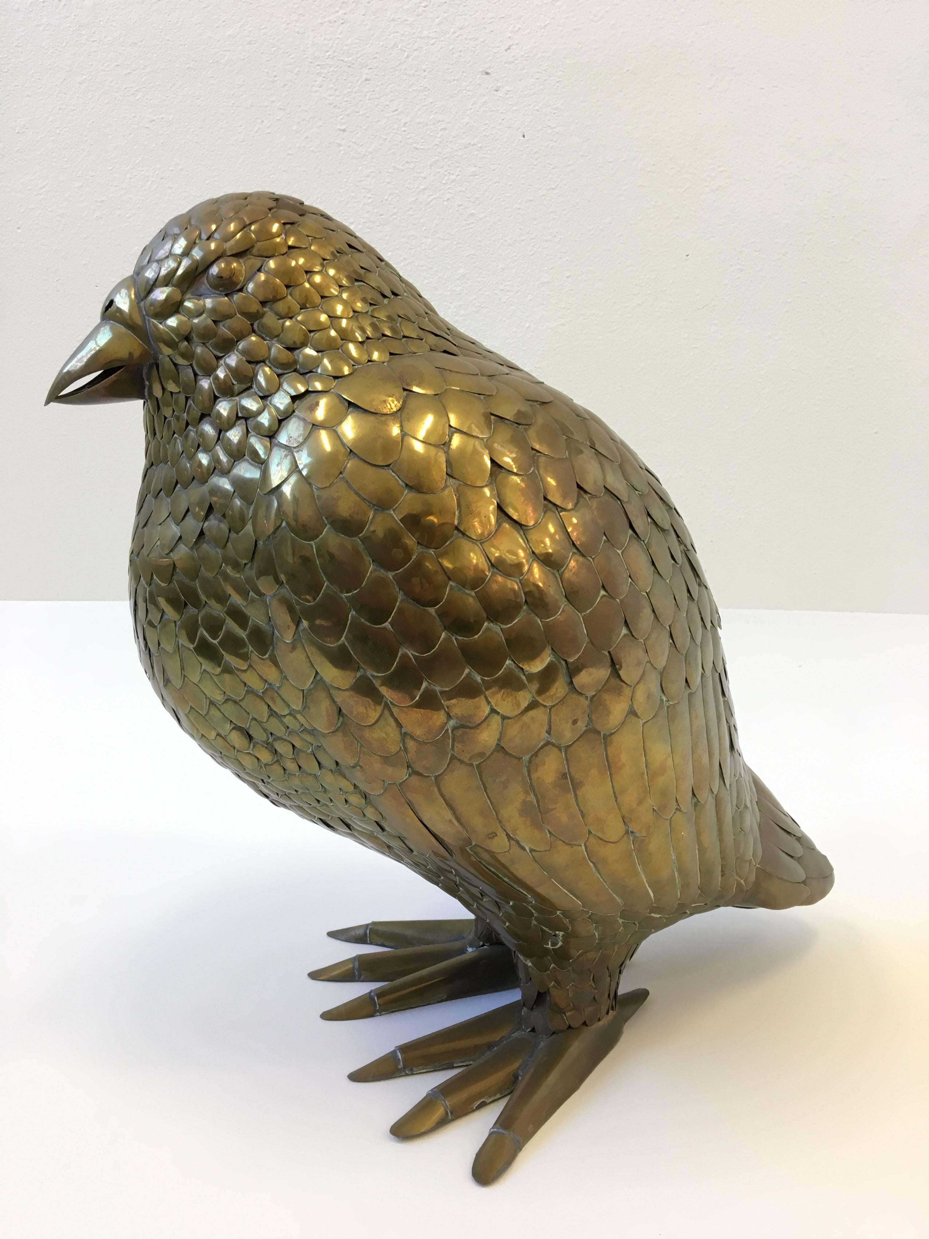 Modern Large Brass Bird Sculpture by Sergio Bustamante