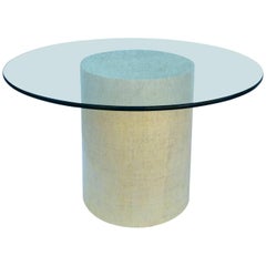 Mesa de comedor de tela de hierba y cristal de Steve Chase