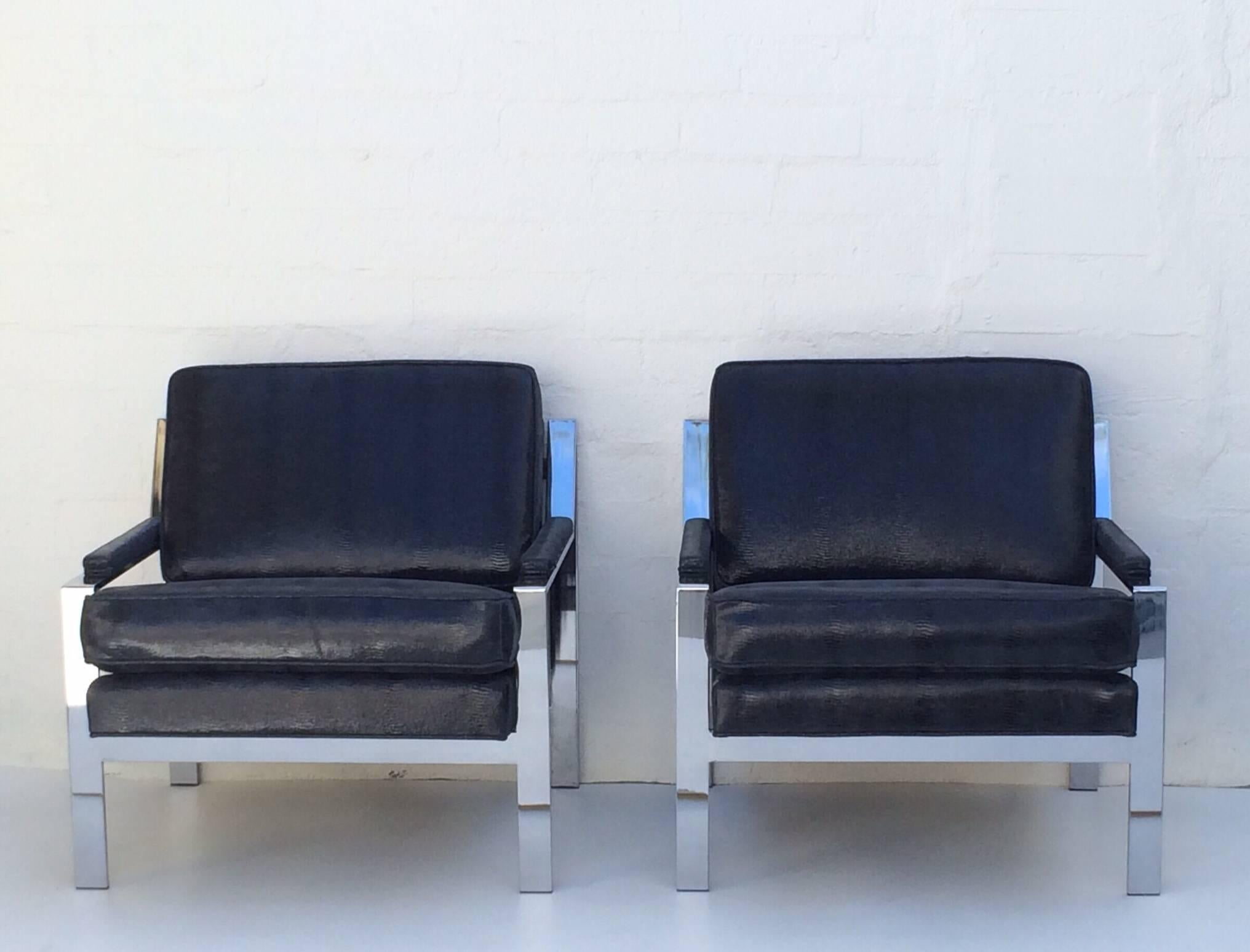 American Sexy Pair of Lounge Chairs Designed by Cy Mann