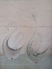 Pair of Murano Glass Swans Designed by Seguso