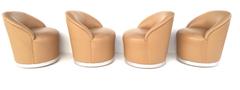 Set of Four Leather and Chrome Swivel Chairs by J Robert Scott & Associates
