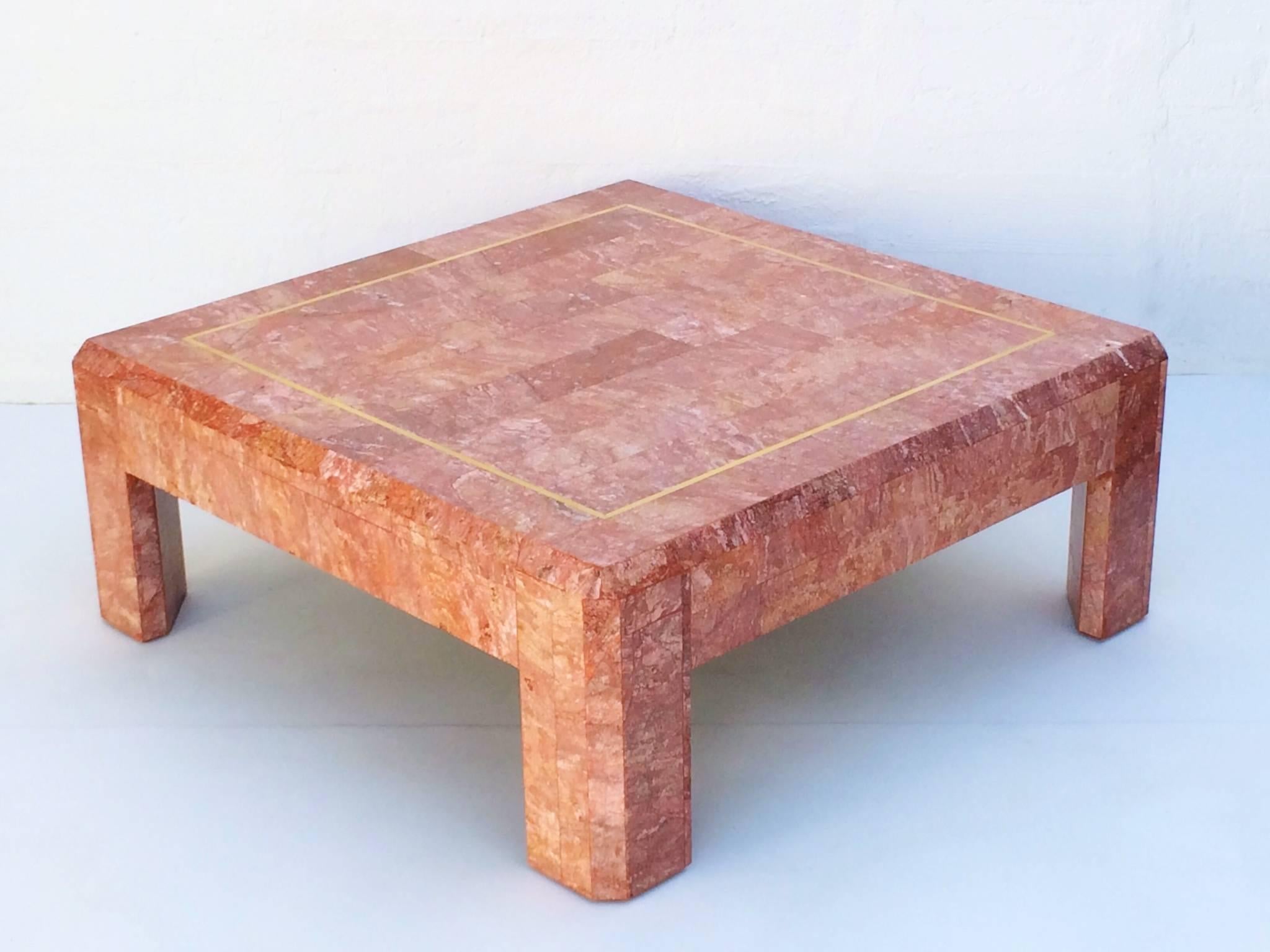 Tessellated Rosso Marble Cocktail Table by Maitland-Smith 1