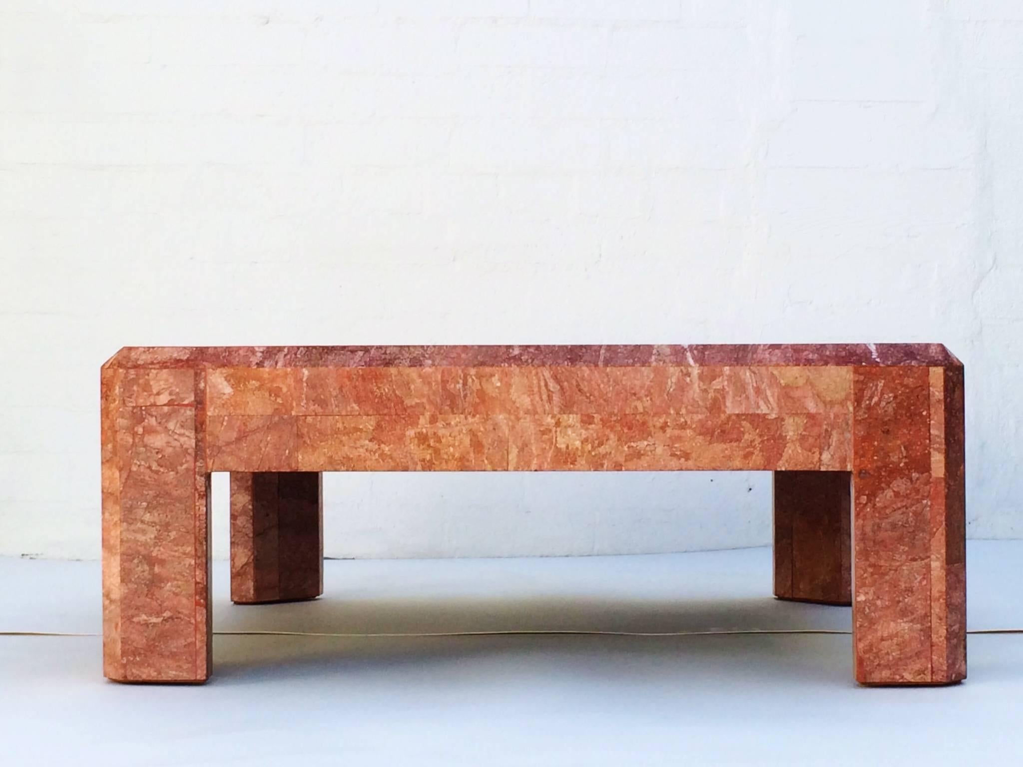 Tessellated Rosso Marble Cocktail Table by Maitland-Smith In Excellent Condition In Palm Springs, CA